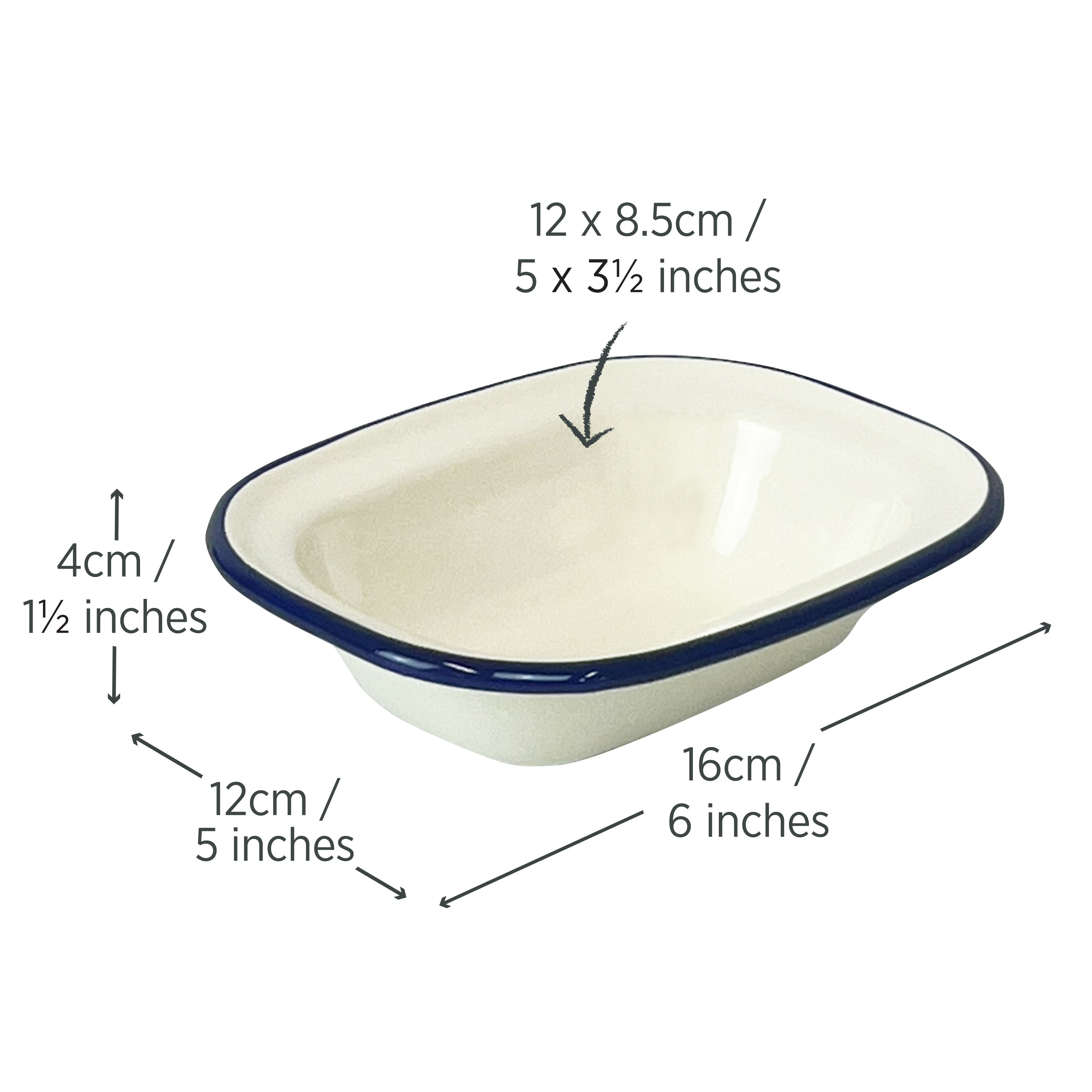 Enamel Oblong Pie Dish 200ml
