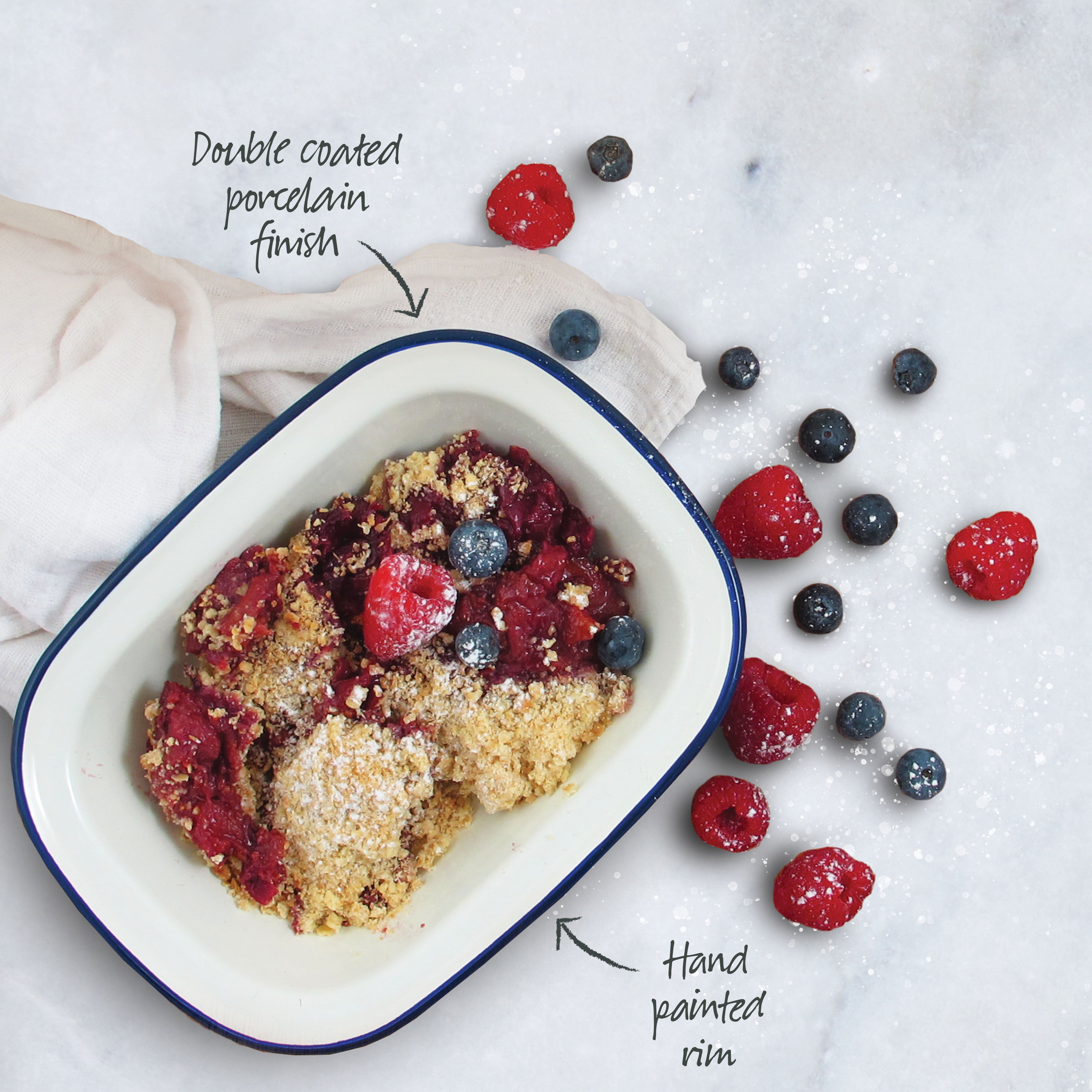 Enamel Oblong Pie Dish 400ml
