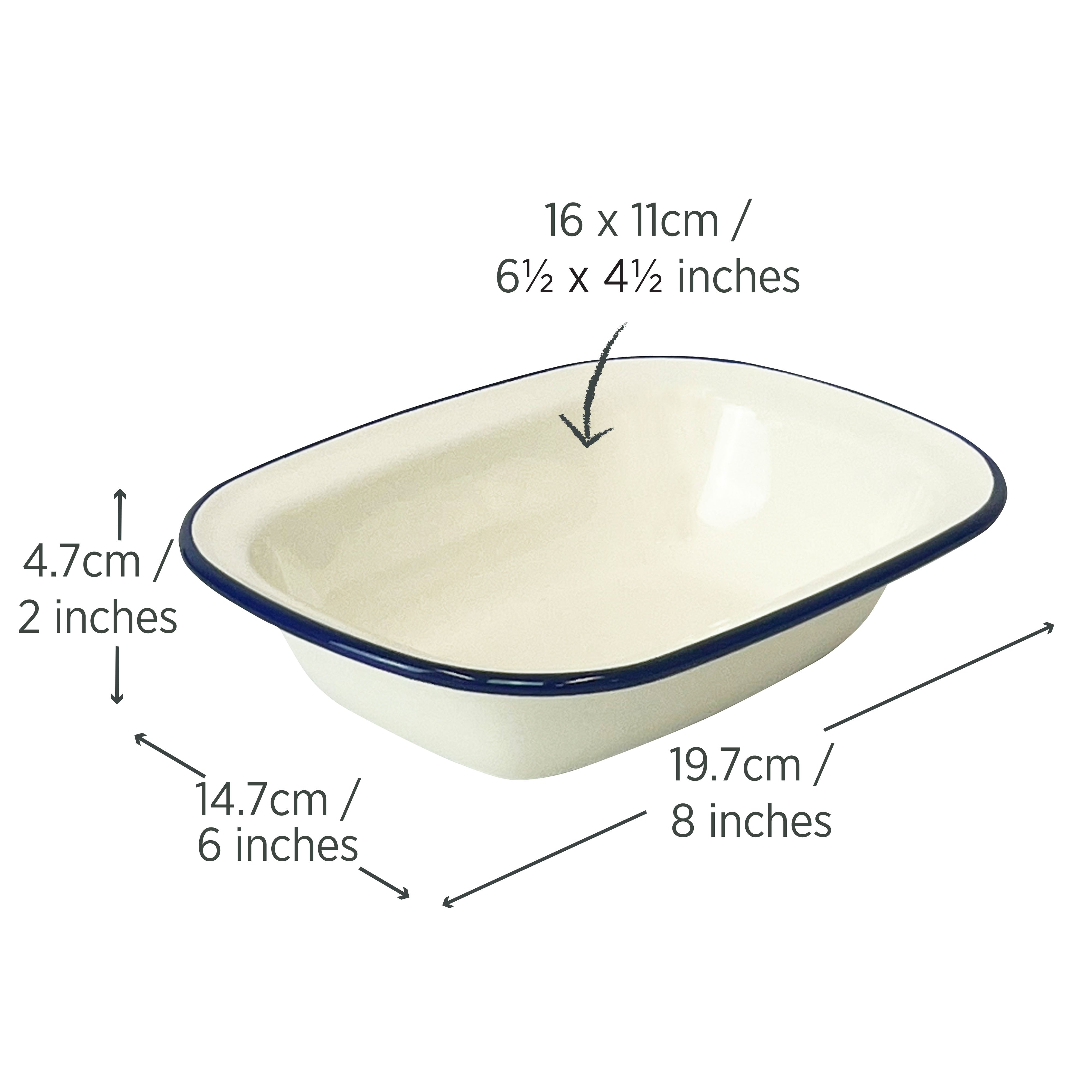 Enamel Oblong Pie Dish 400ml