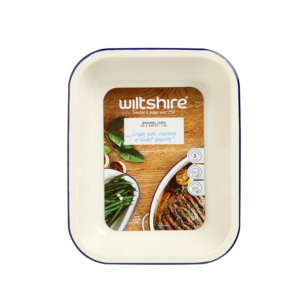 Enamel Oblong Pie Dish 1.5L