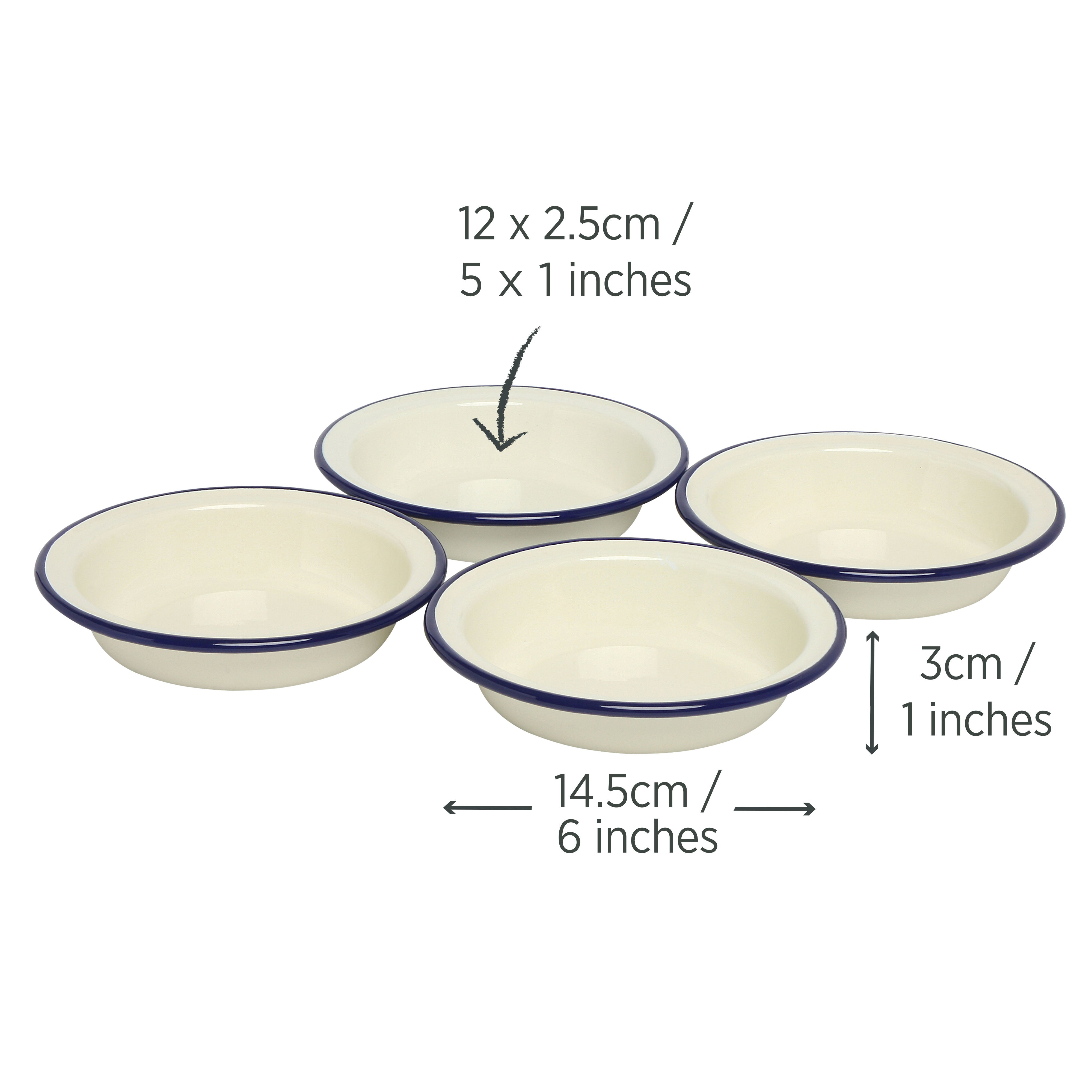 Enamel Pie Dishes 12cm Set of 4