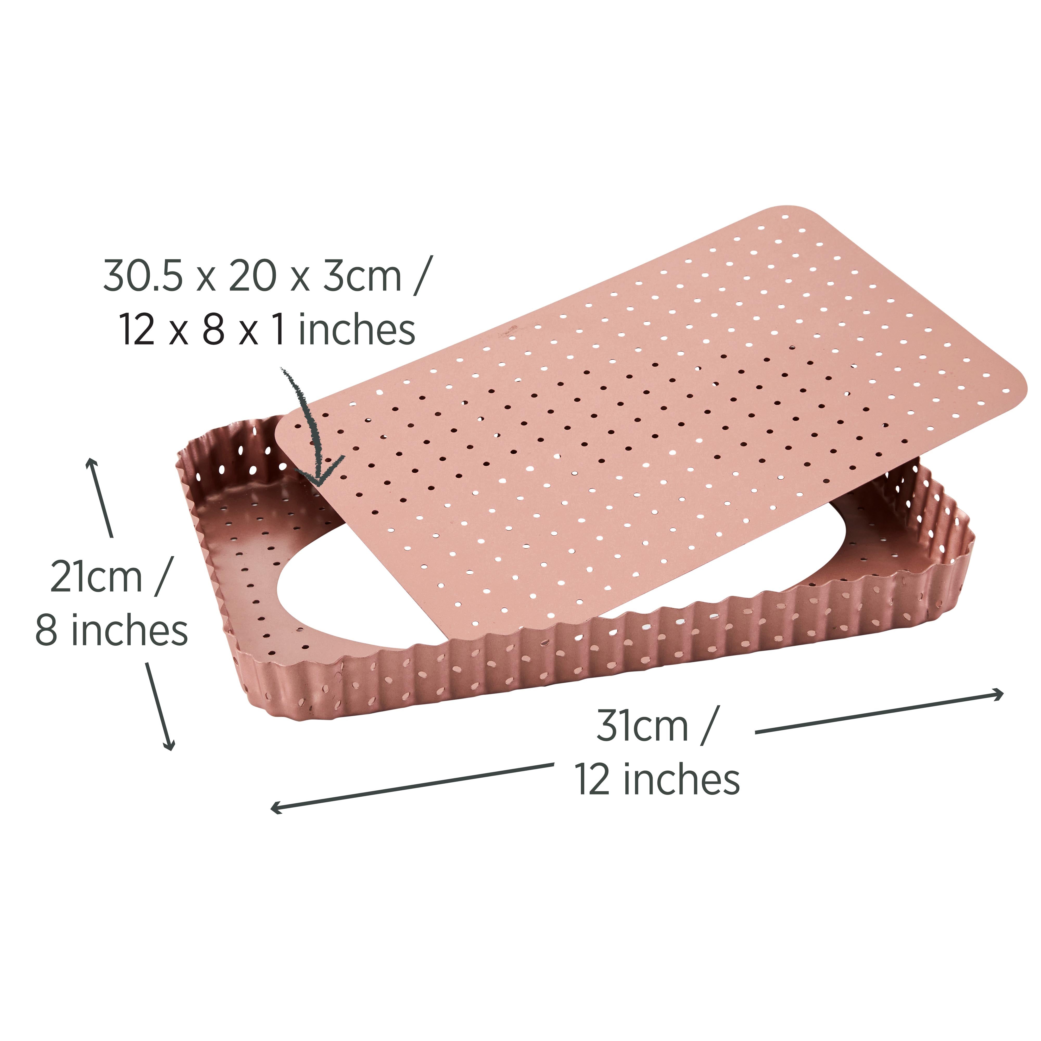 Rose Gold Perforated Rectangle Quiche & Tart Pan Large