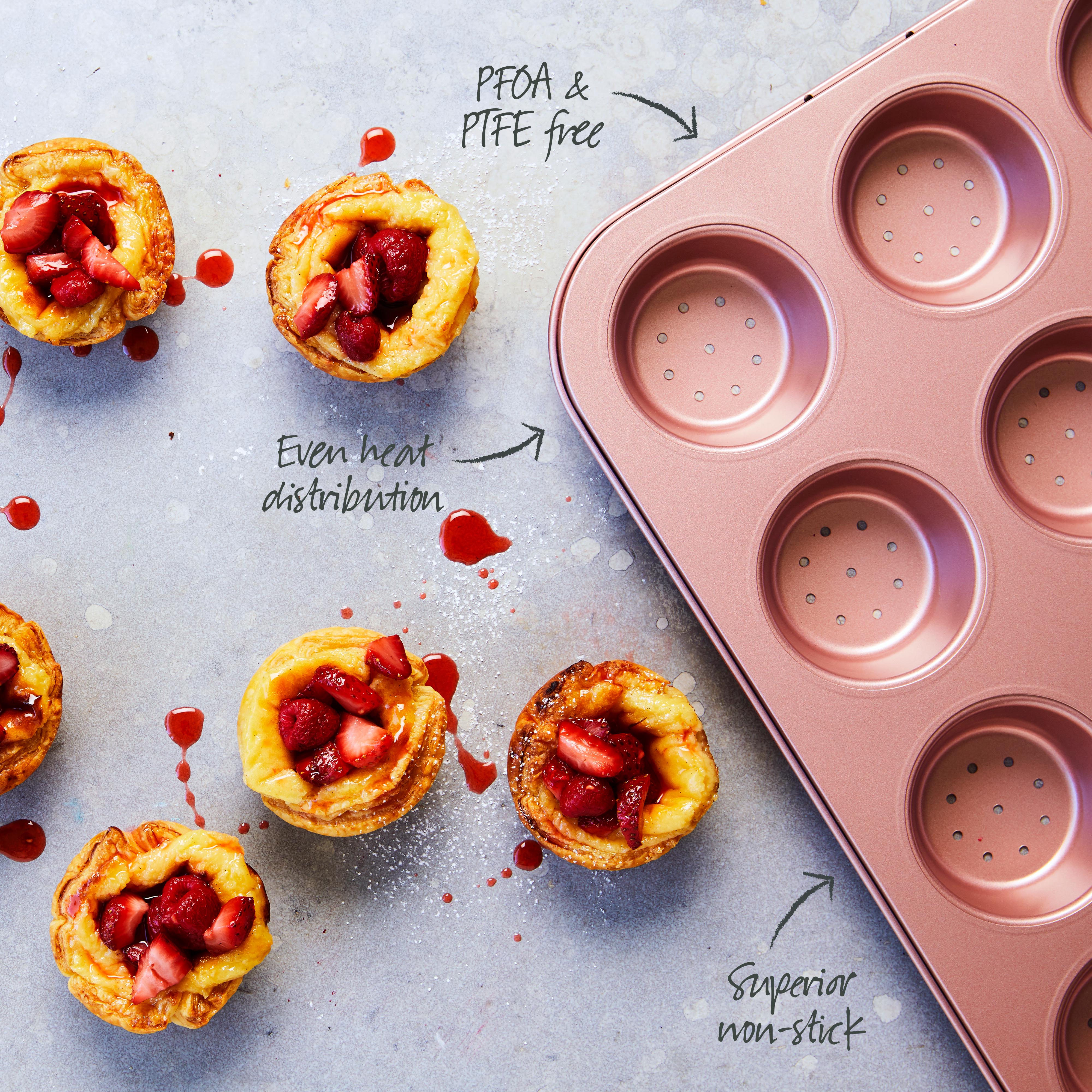 Rose Gold Perforated Mini Quiche & Tart Pan 12 Cup