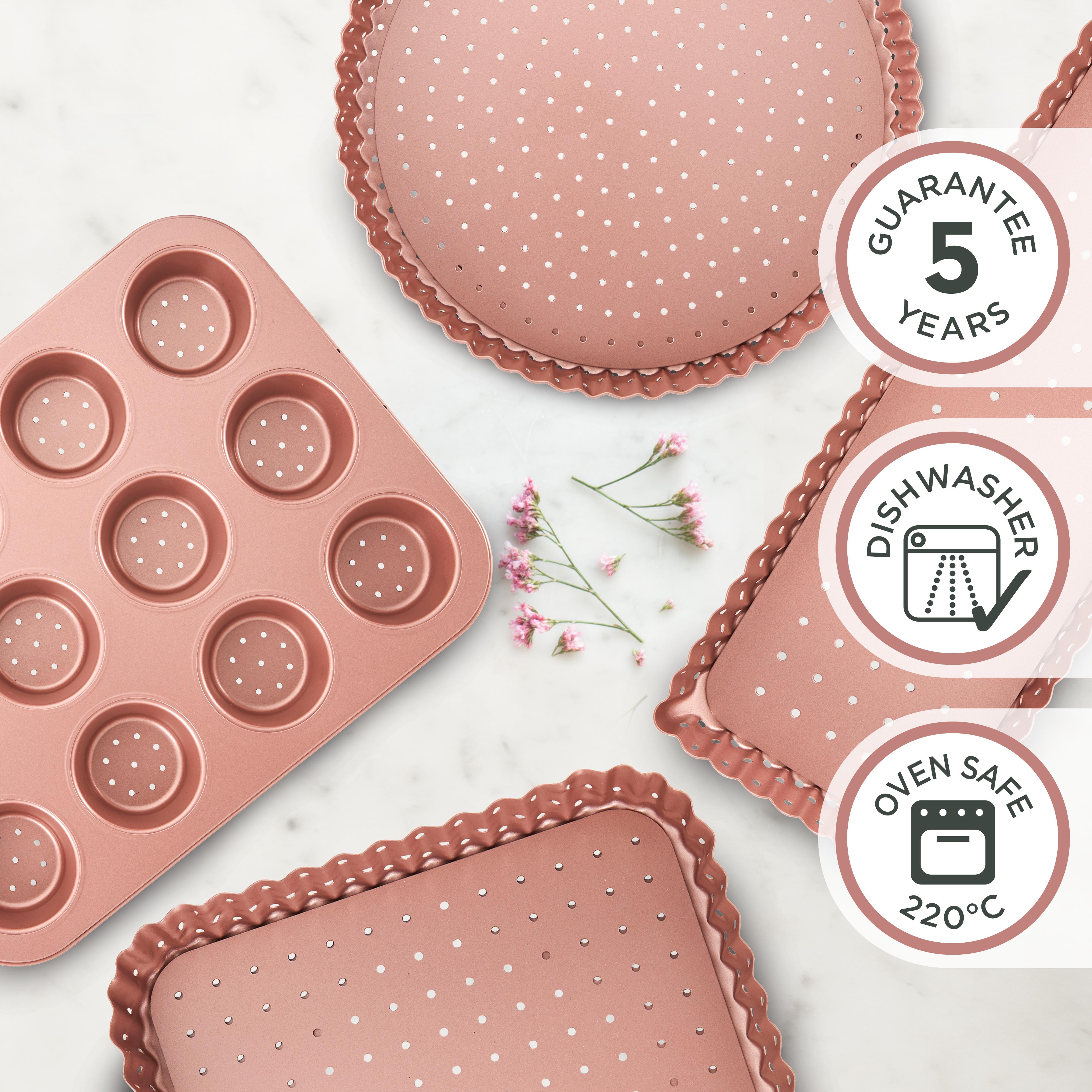 Rose Gold Perforated Mini Quiche & Tart Pan 12 Cup
