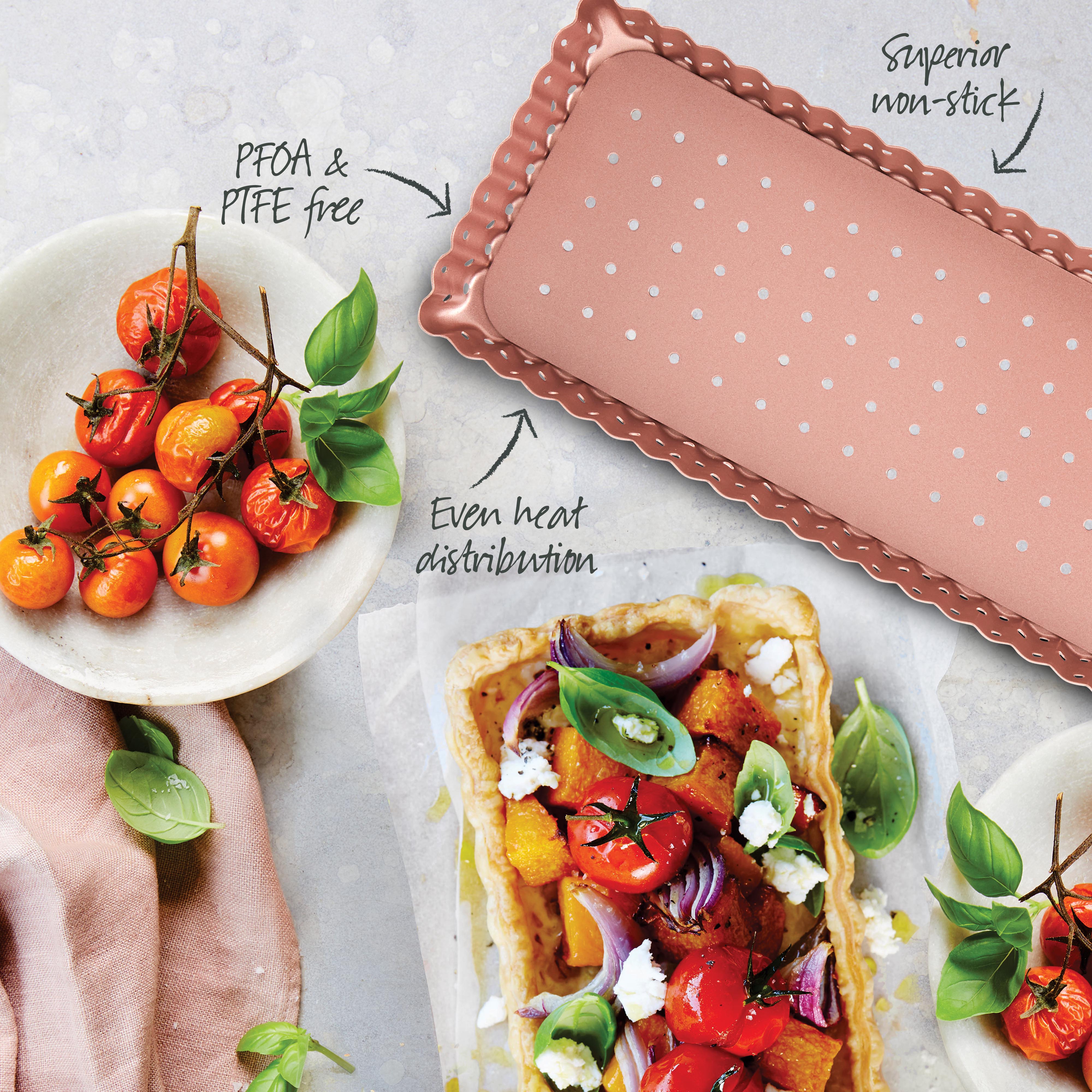 Rose Gold Perforated Rectangle Quiche & Tart Pan