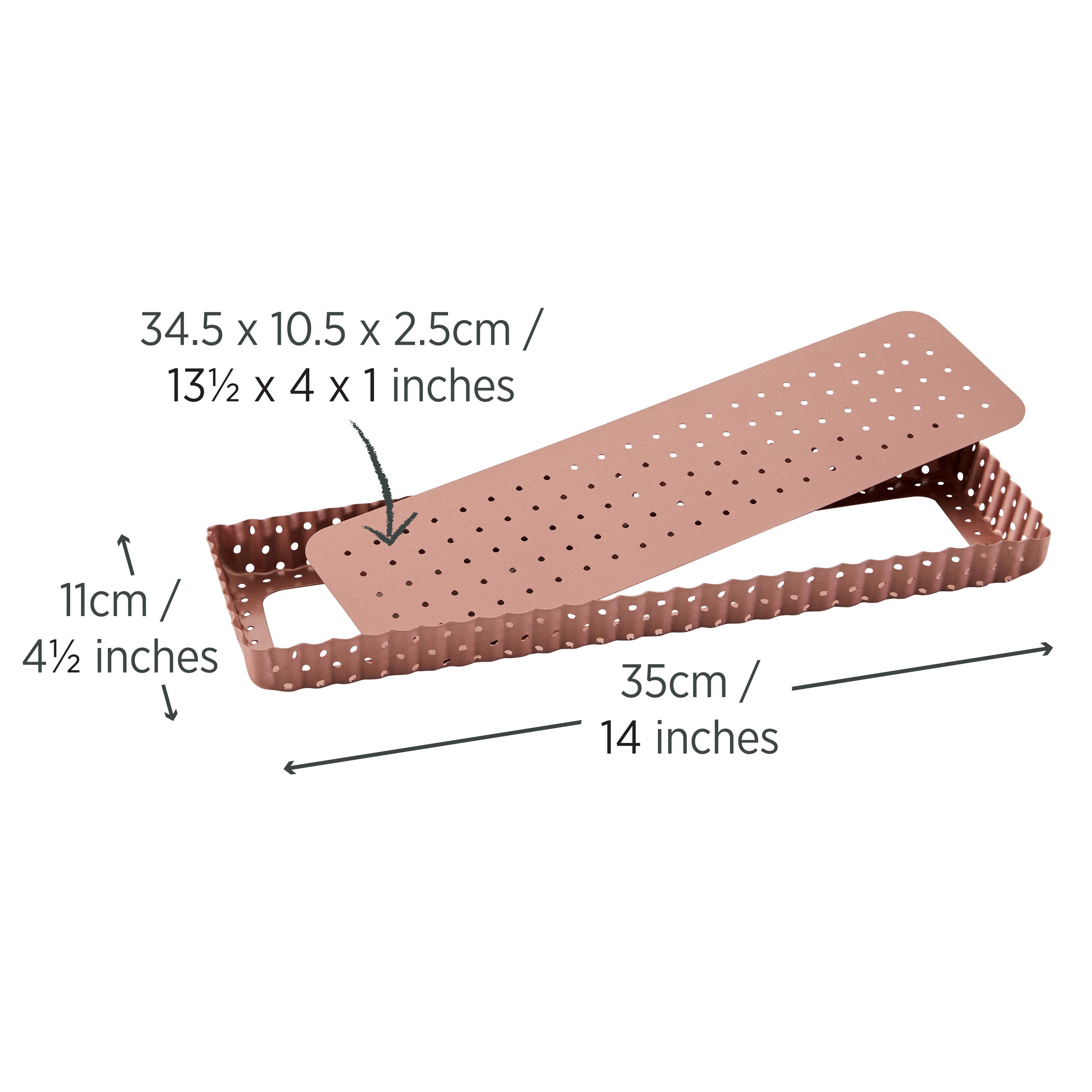 Rose Gold Perforated Rectangle Quiche & Tart Pan