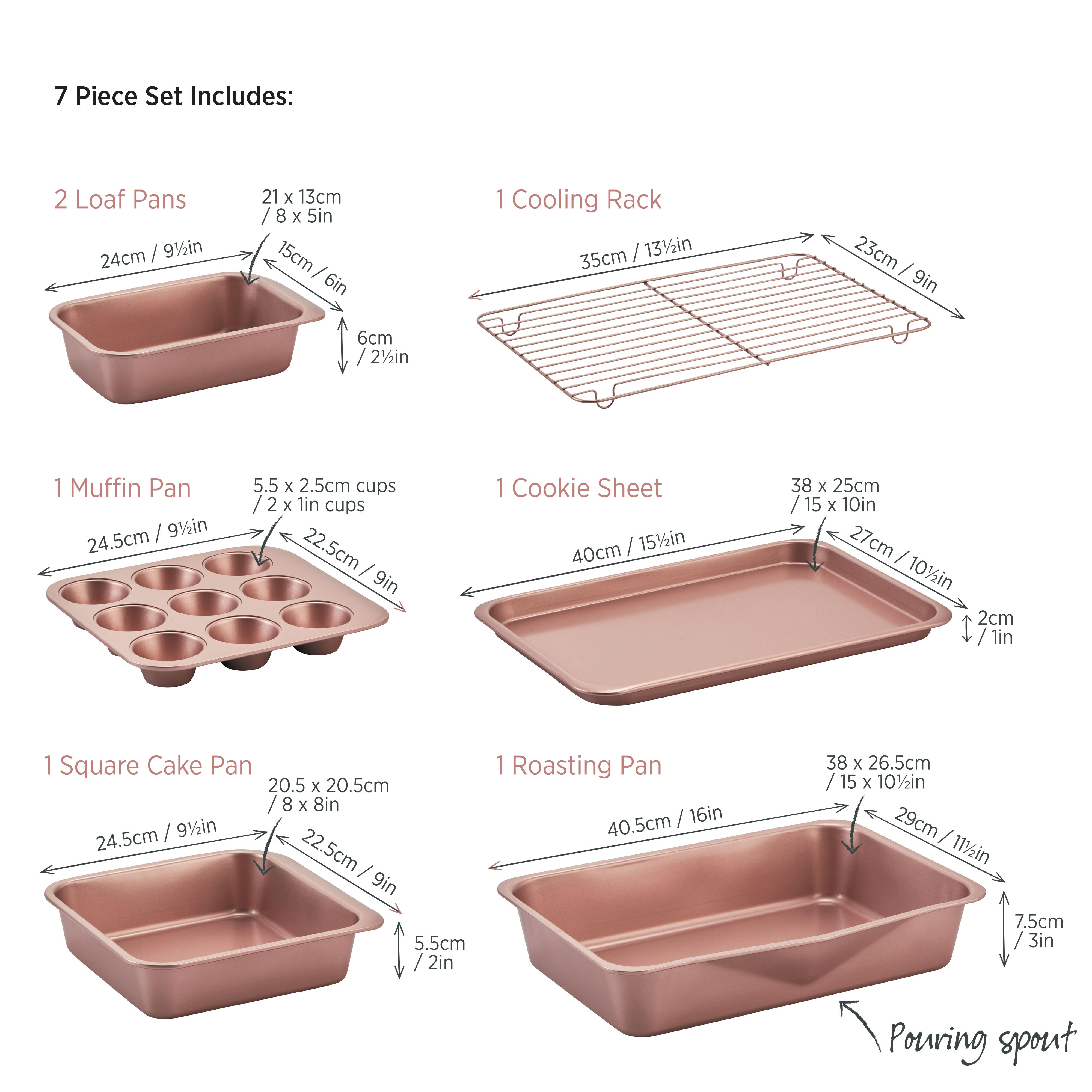 Rose Gold Smart Stack Bakeware 7 Piece Set