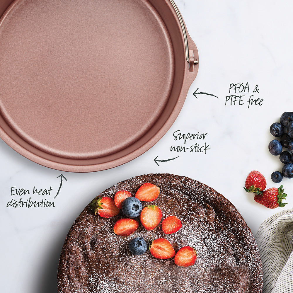 Rose Gold Air Fryer Round Cake Pan With Handle 19cm