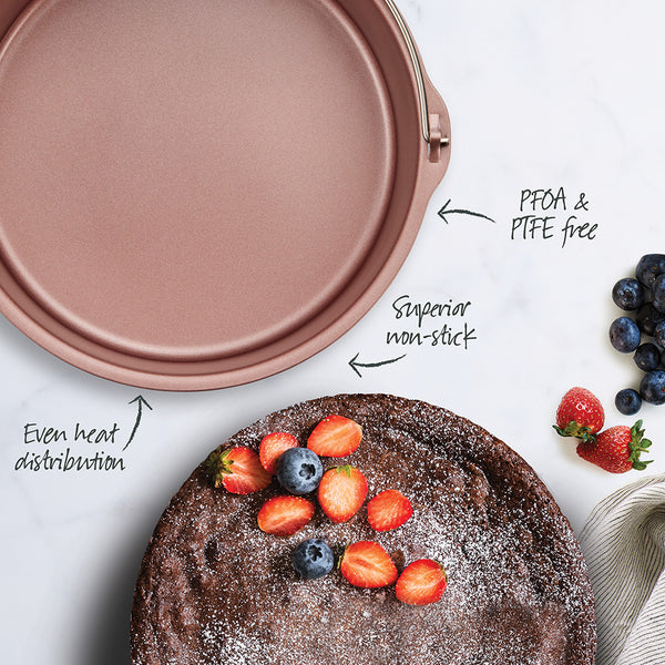 Rose Gold Air Fryer Round Cake Pan With Handle 19cm Wiltshire