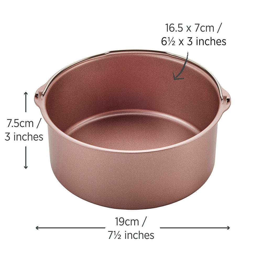 Rose Gold Air Fryer Round Cake Pan With Handle 19cm