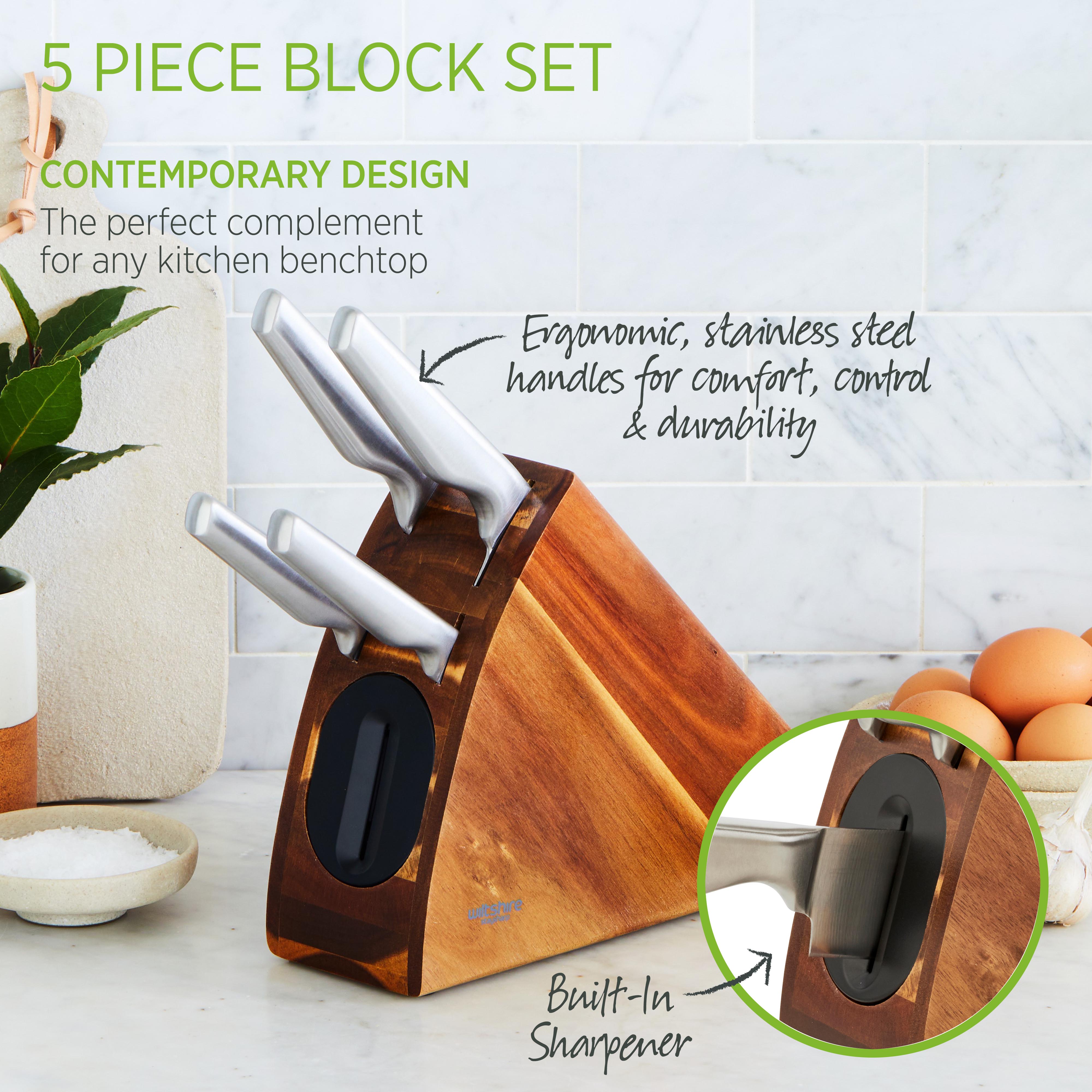 Staysharp Premium Stainless Steel Knife Block Set 5 Piece