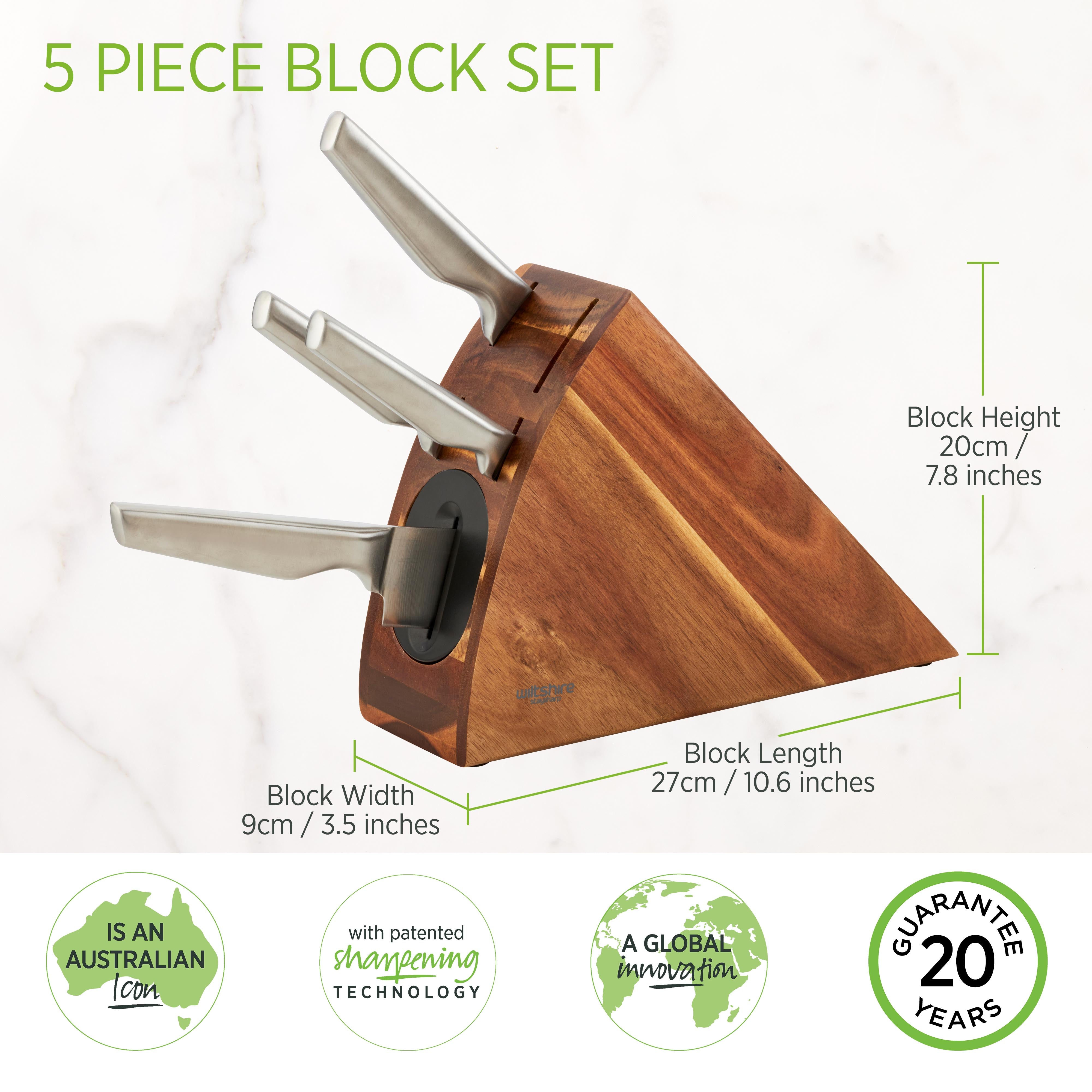Staysharp Premium Stainless Steel Knife Block Set 5 Piece