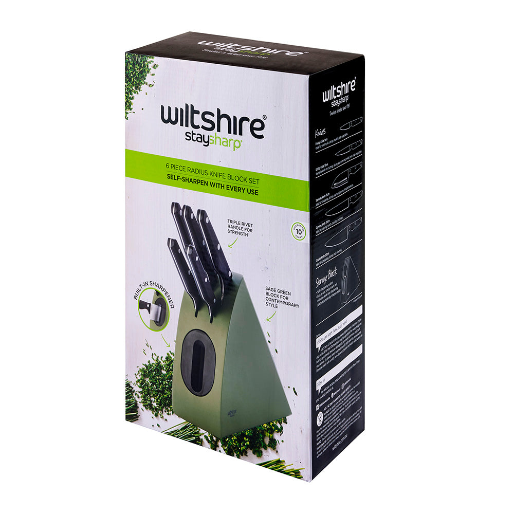 Staysharp Triple Rivet Sage Radius Knife Block Set 6 Piece