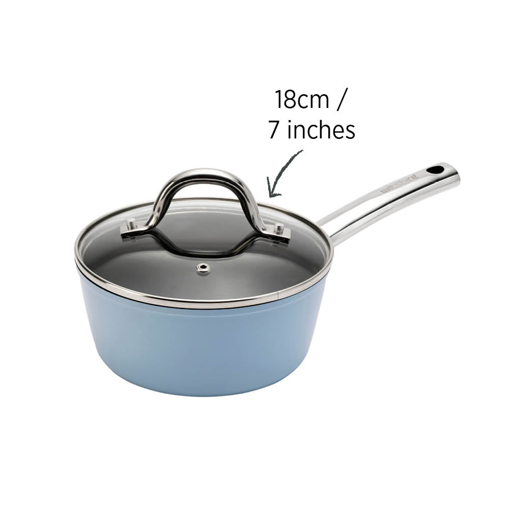 Easycook Blue Non-stick Saucepan 18cm With Glass Lid