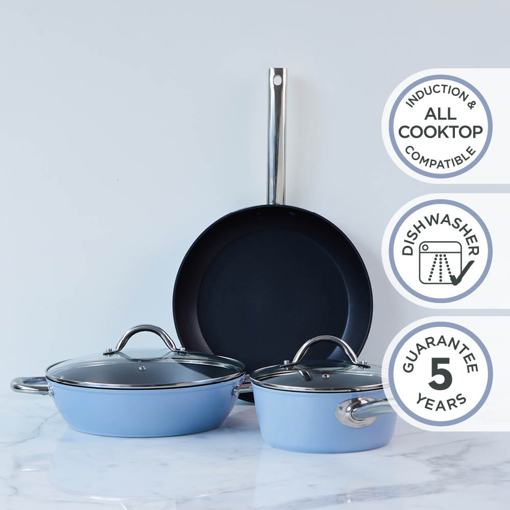 Easycook Blue Non-stick Saucepan 18cm With Glass Lid