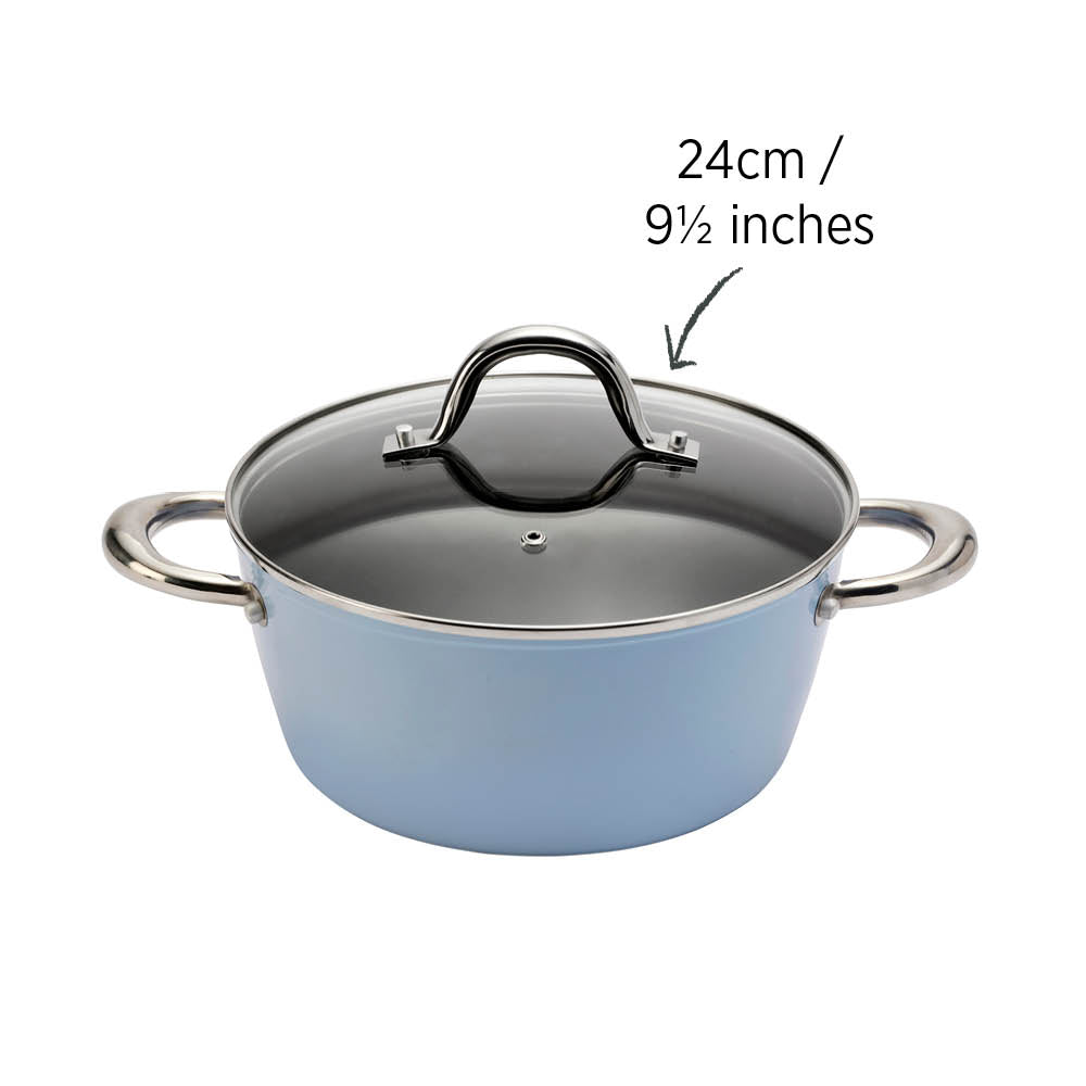 Easycook Blue Non-stick Casserole 24cm With Glass Lid