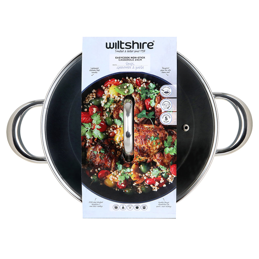 Easycook Blue Non-stick Casserole 24cm With Glass Lid