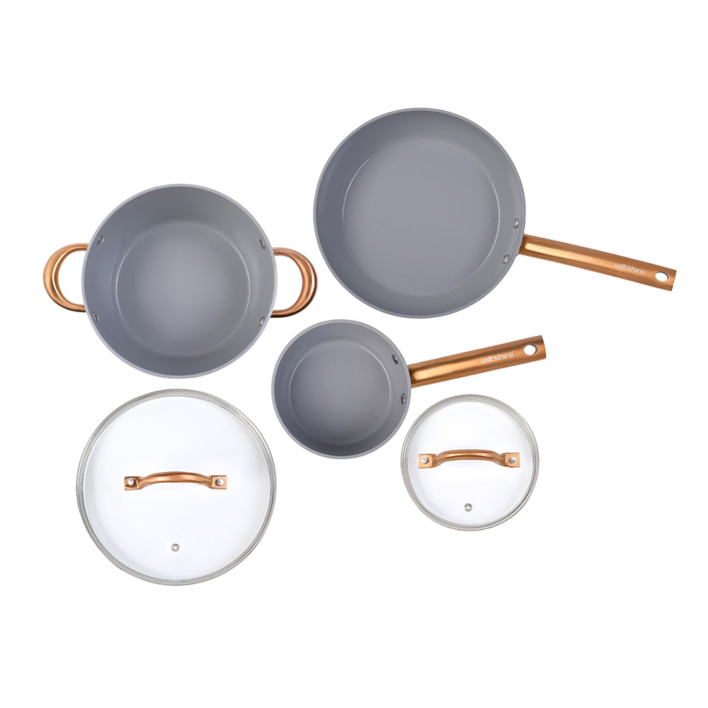 Easycook Almond & Bronze Ceramic Non-stick Cookware Set 3 Piece