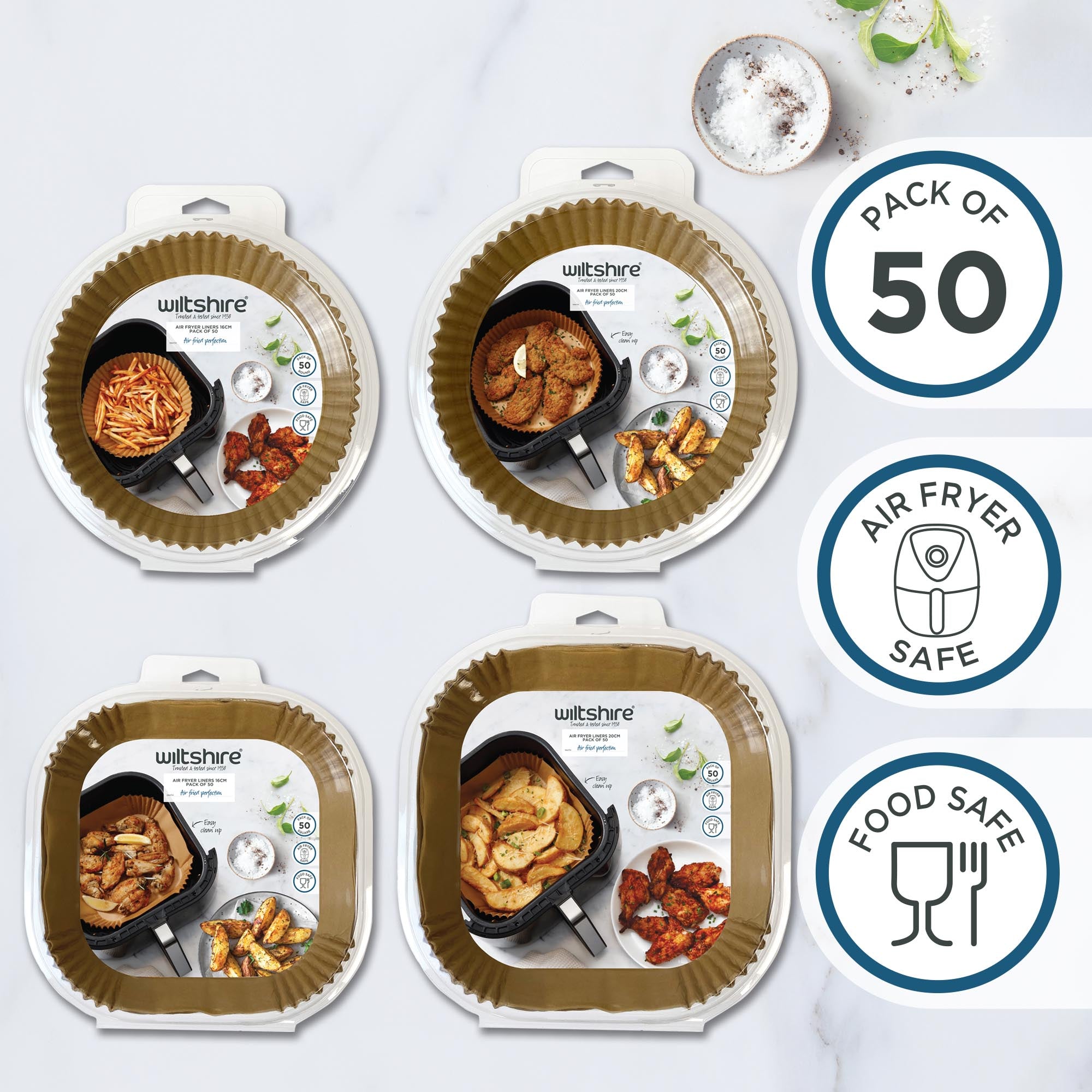 Air Fryer Liners 16cm Pack of 50 Square
