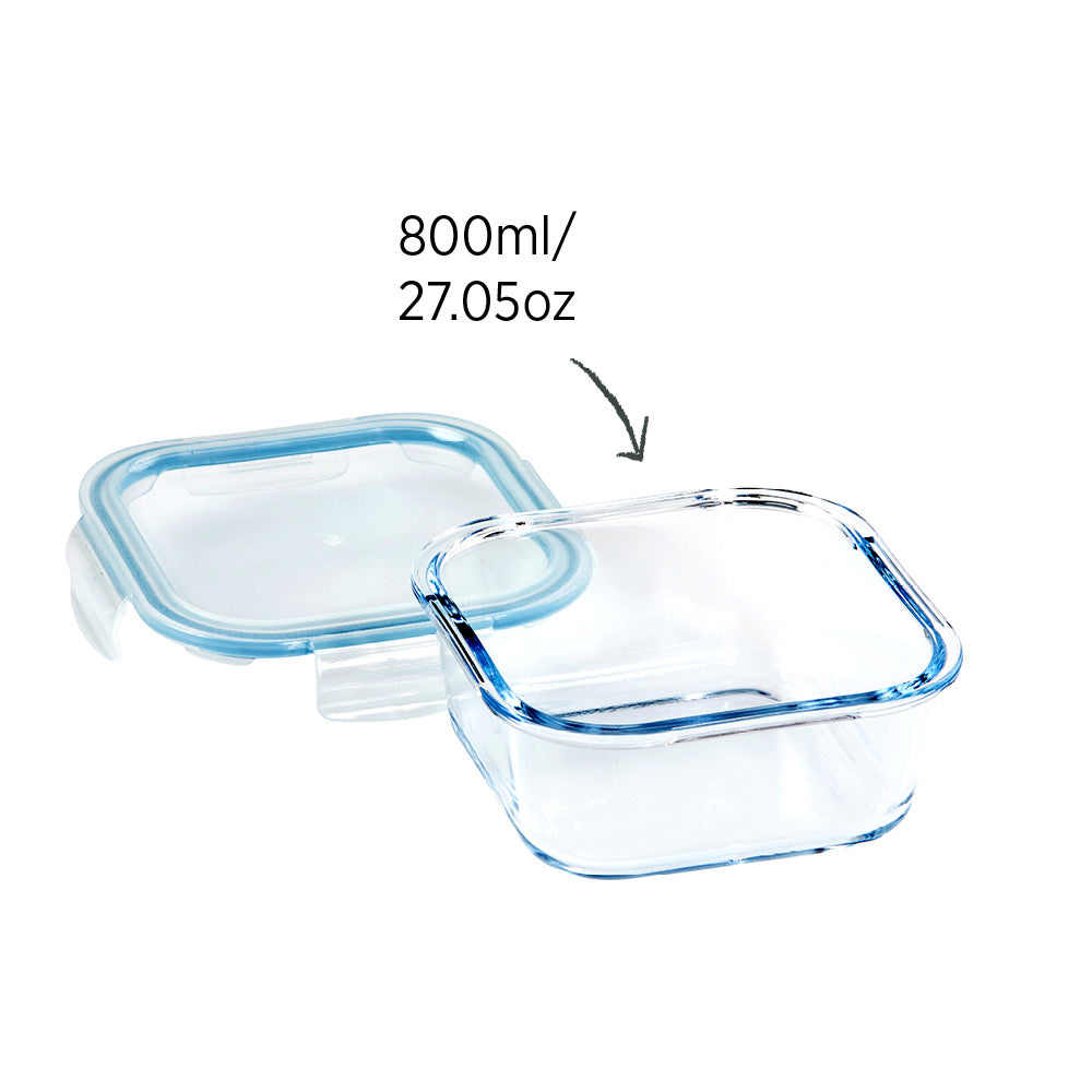 Glass Food Container Square 800ml