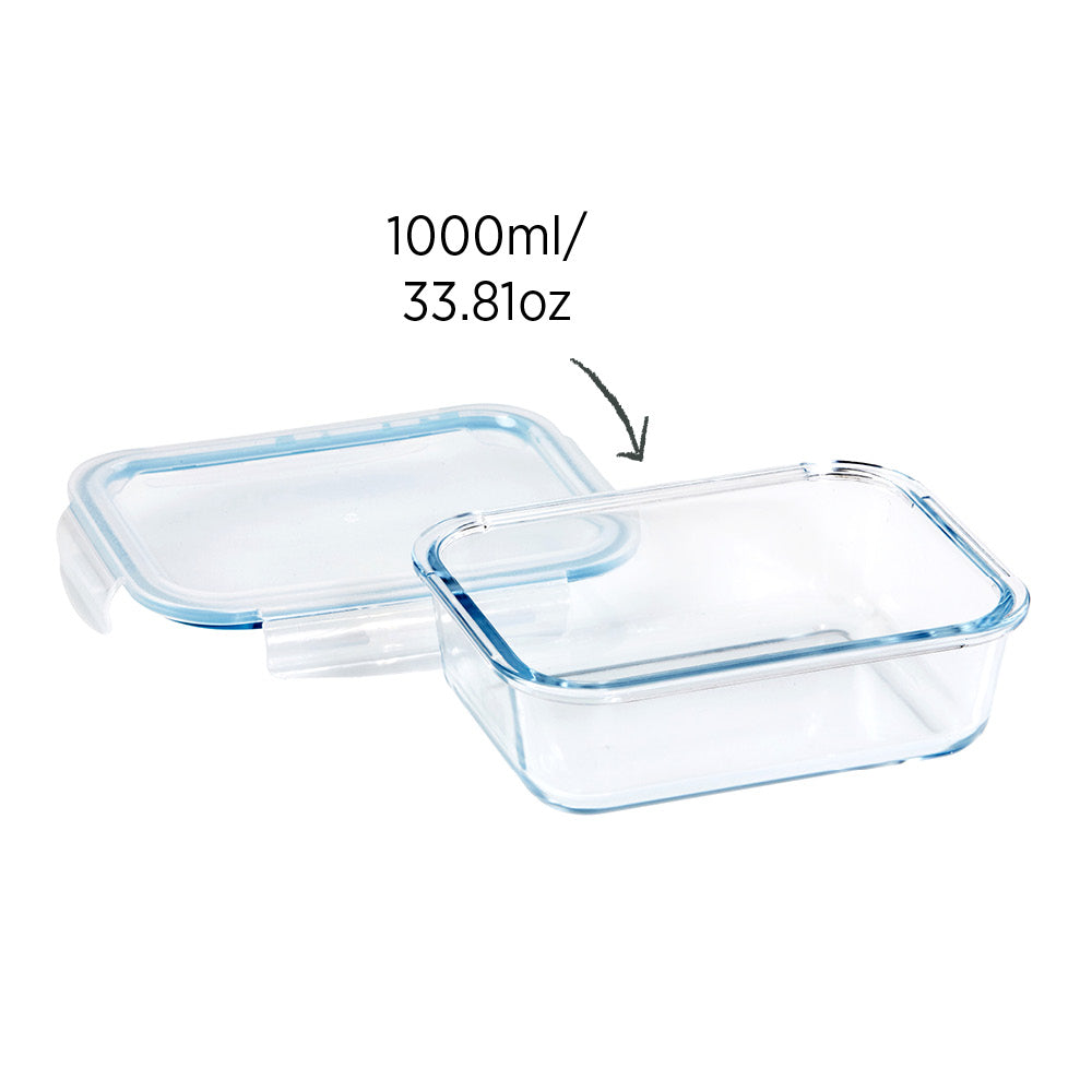 Glass Food Container Rectangle 1000ml