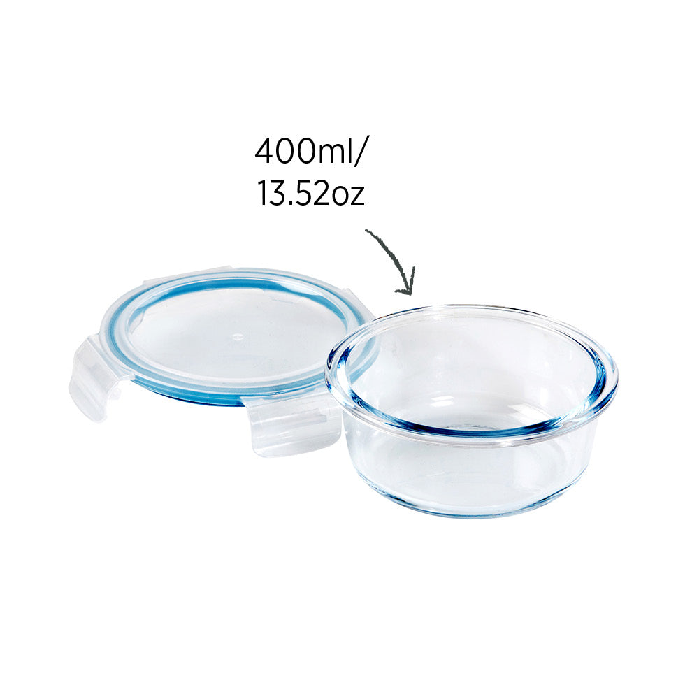Glass Food Container Round 400ml