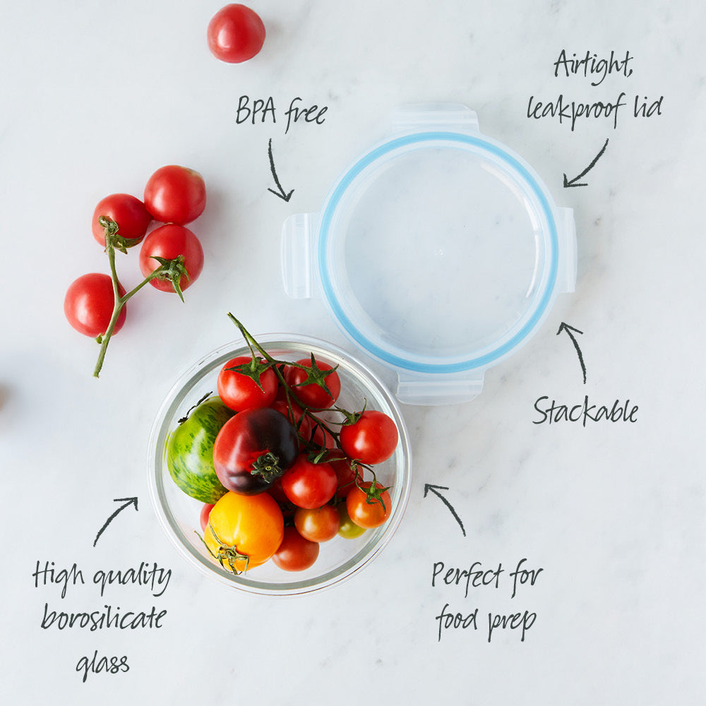 Glass Food Container Round 600ml