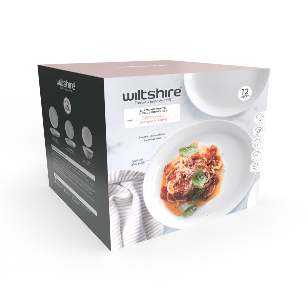 Diamond White 12 Piece Dinner Set