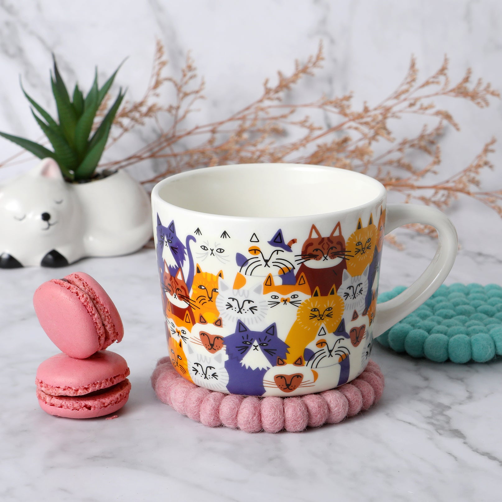'Clowder Of Cats' Printed Mug 400ml