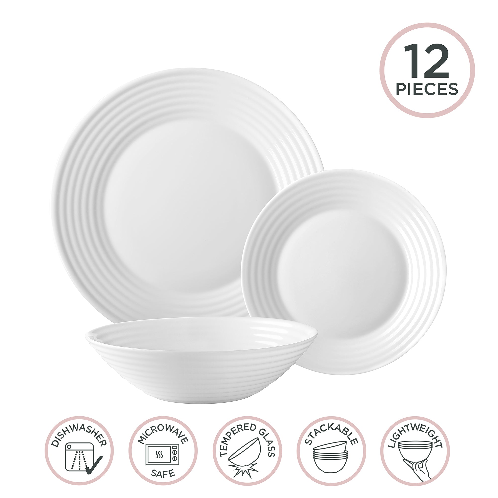 Pearl Ripple 12 Piece Dinner Set