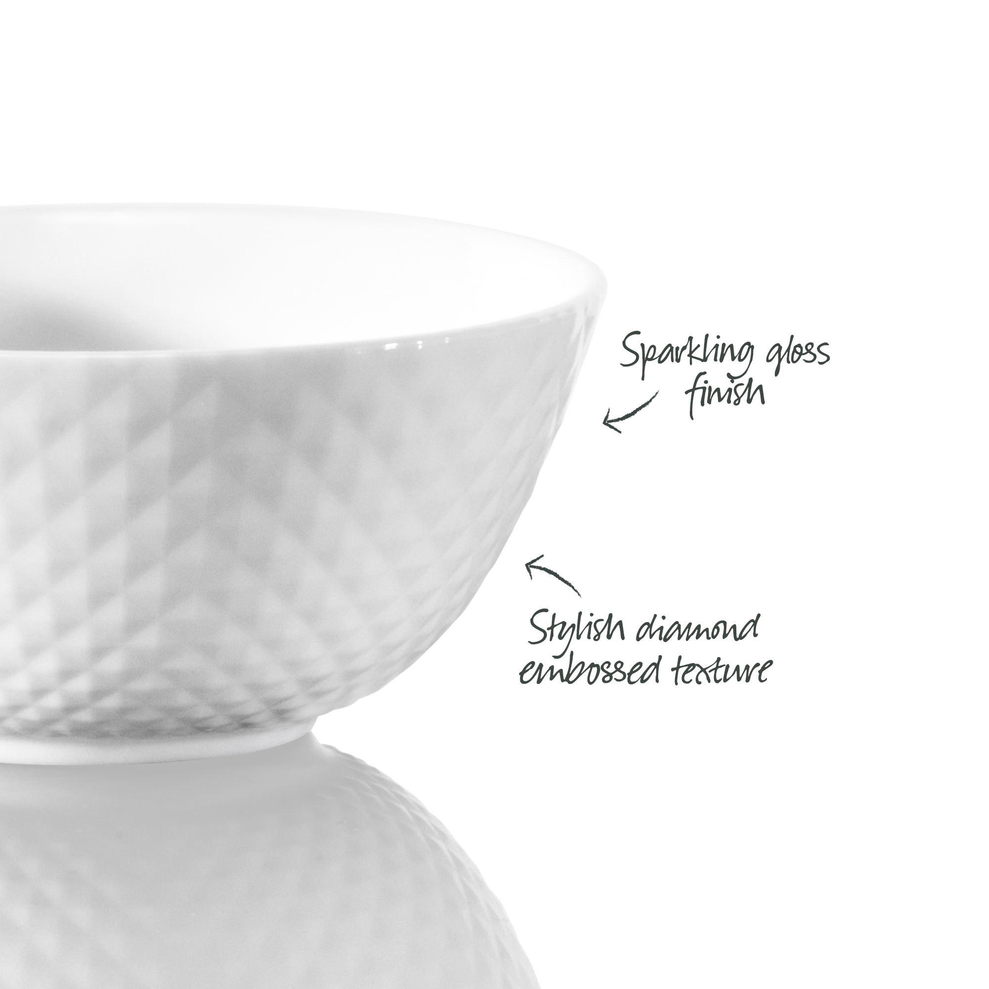 Diamond White Rice Bowl 12cm x 5.5cm