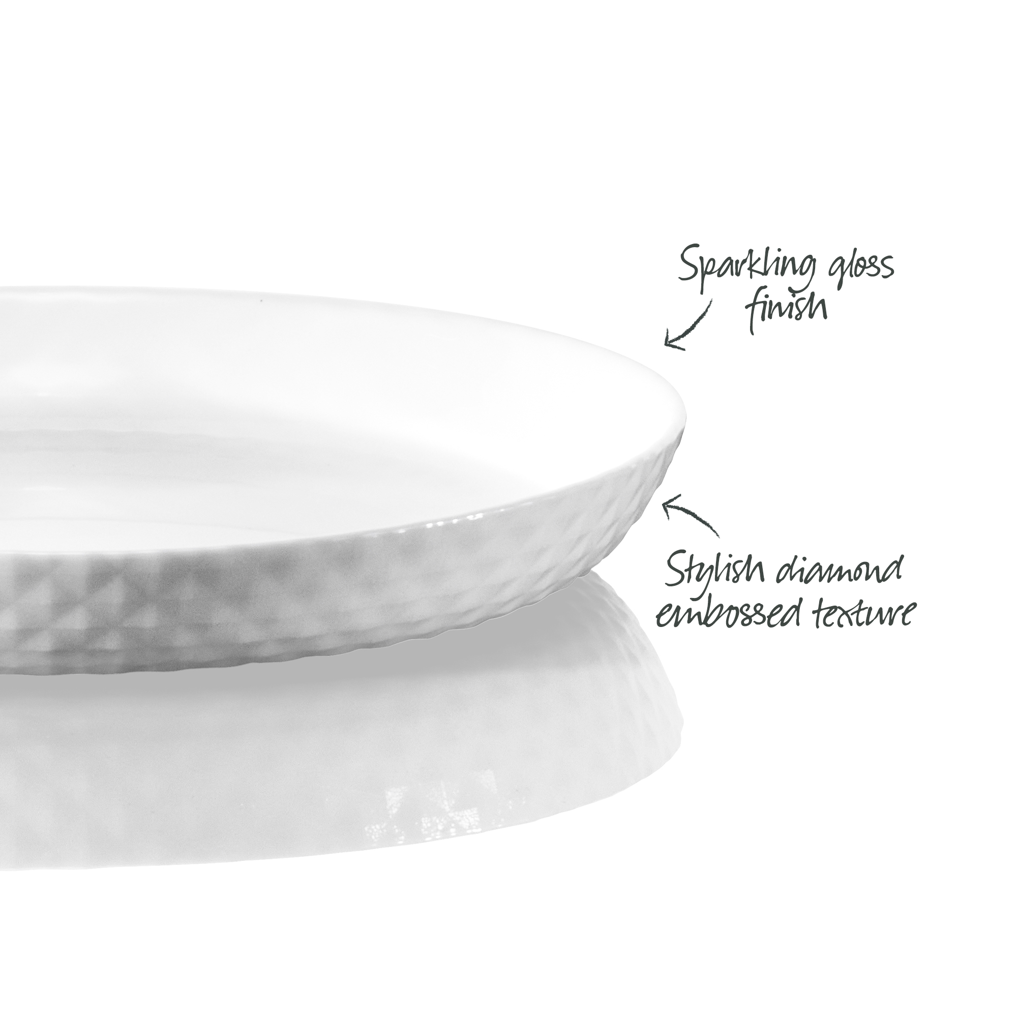 Diamond White Side Plate 19cm x 2.4cm