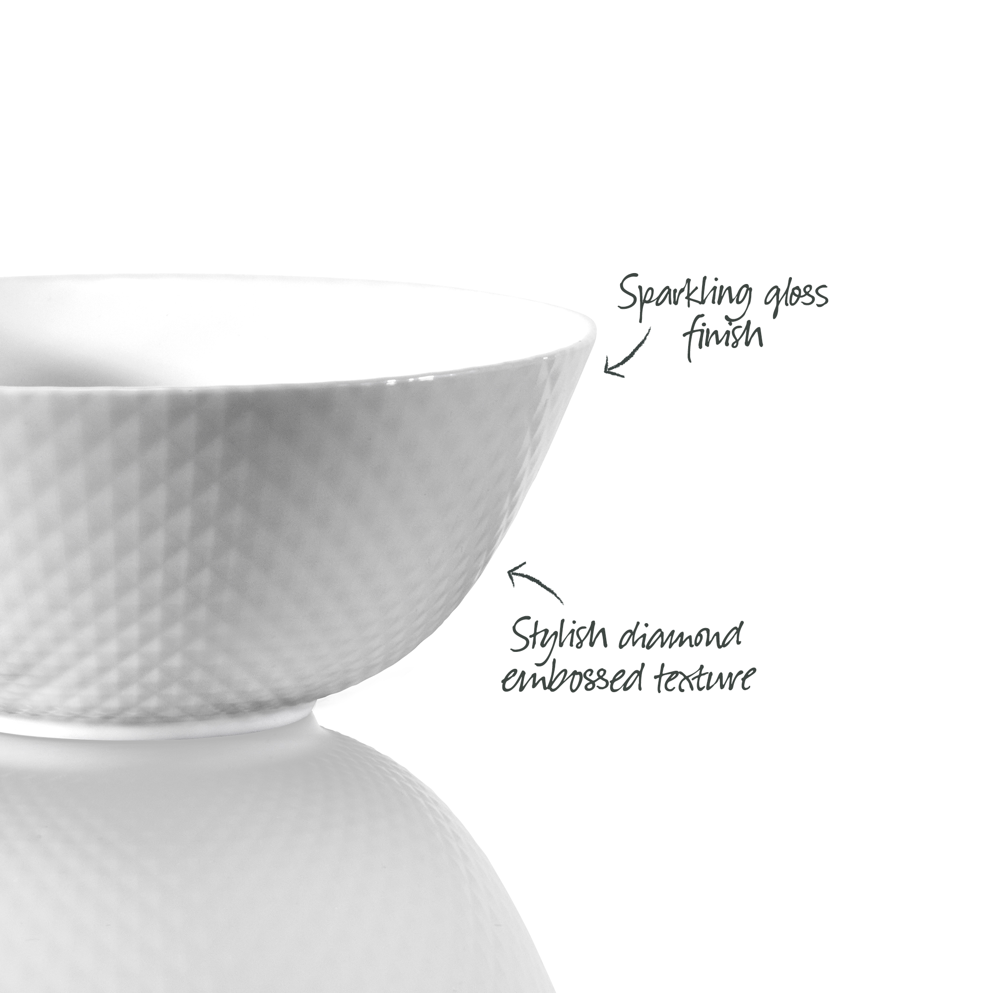 Diamond White Noodle Bowl 18cm x 7.5cm