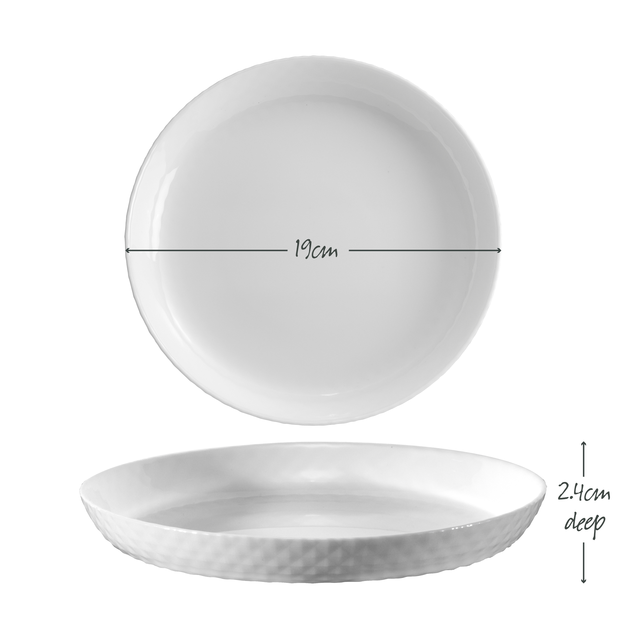 Diamond White Side Plate 19cm x 2.4cm