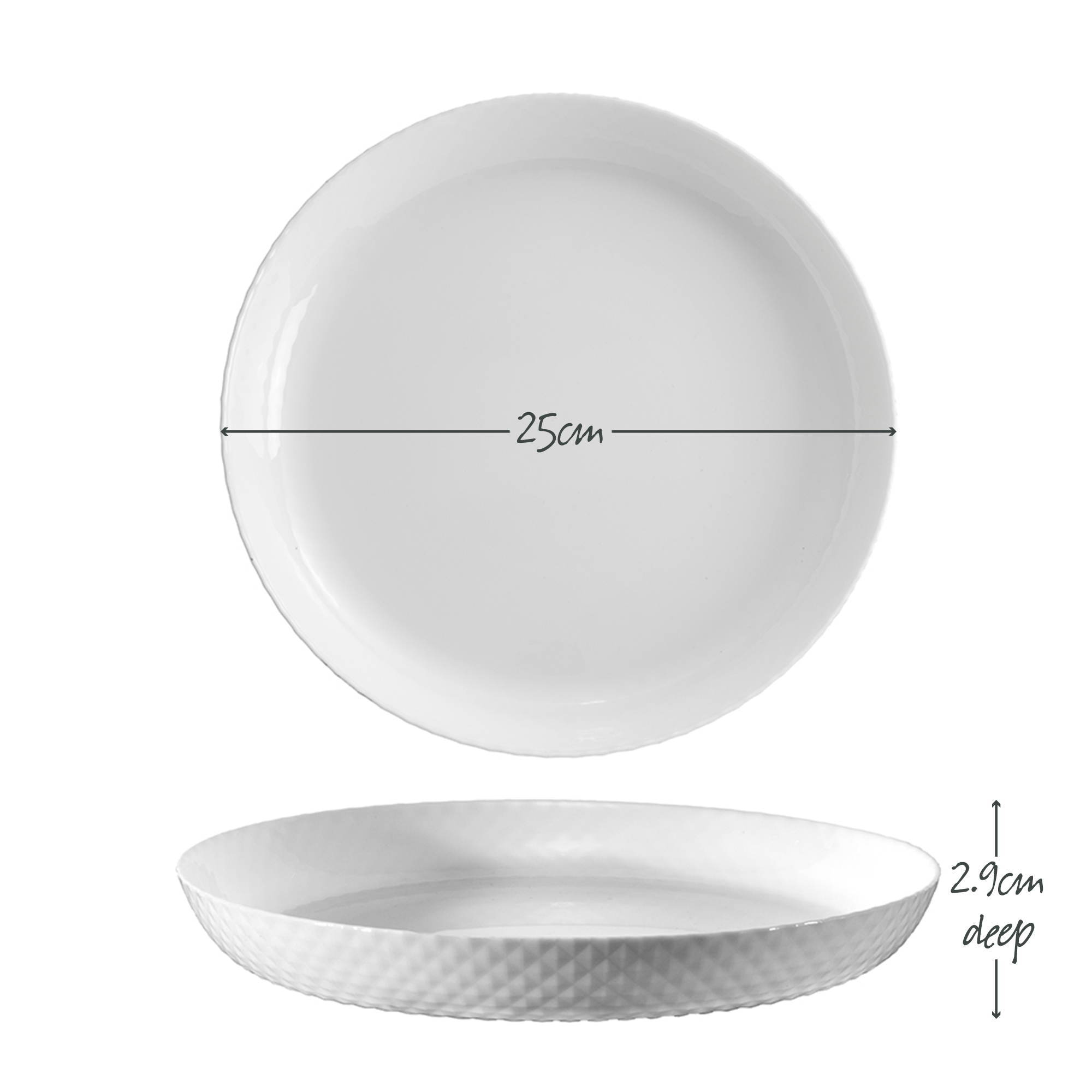 Diamond White Dinner Plate 25cm x 2.9cm