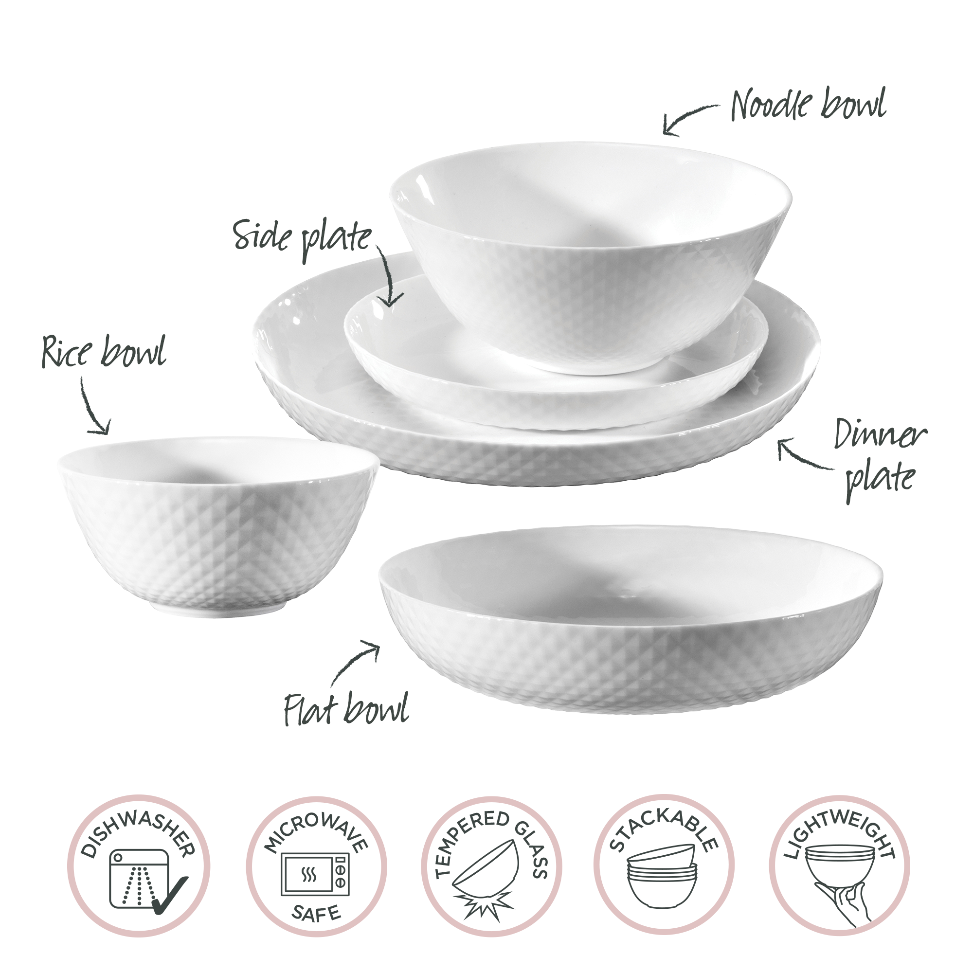 Diamond White Dinner Plate 25cm x 2.9cm