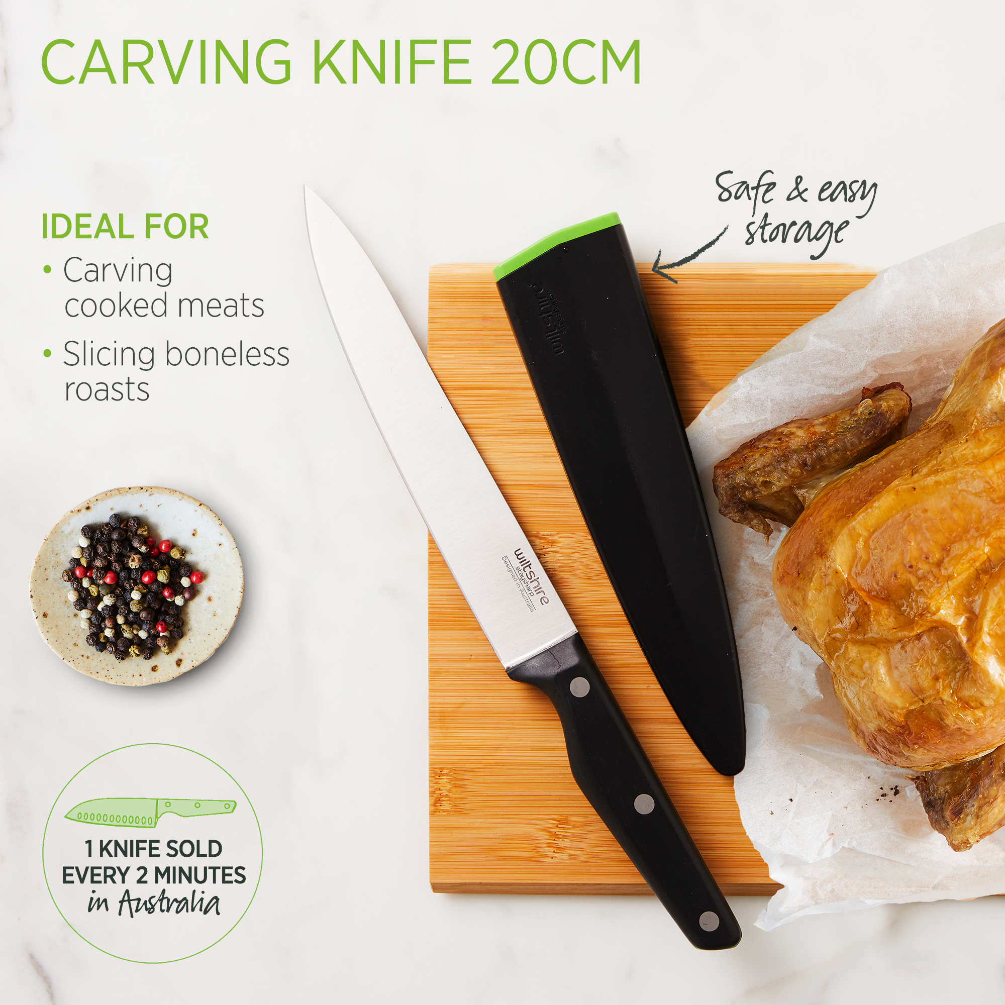Staysharp Triple Rivet Carving Knife 20cm