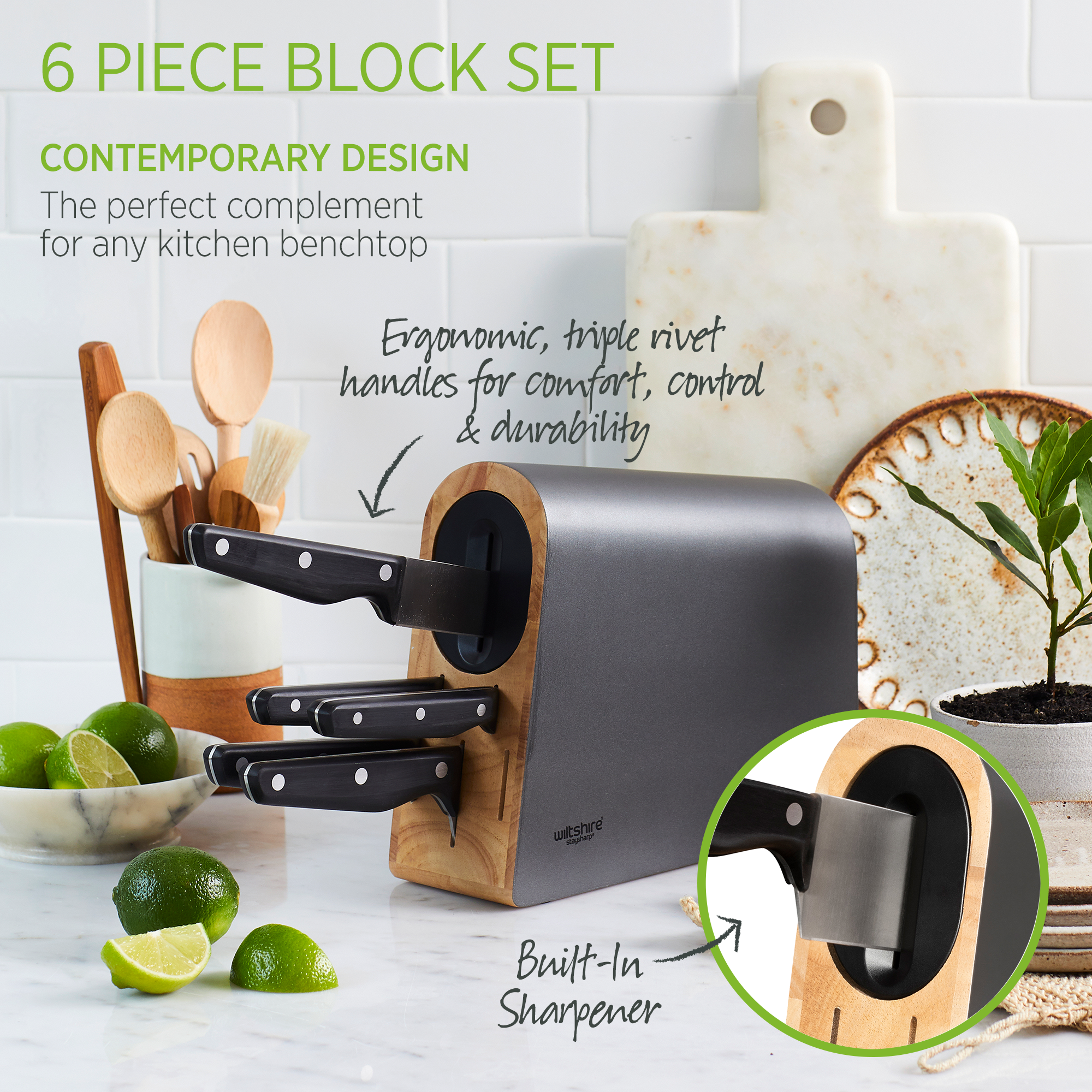 Staysharp Triple Rivet Knife Block Set 6 Piece