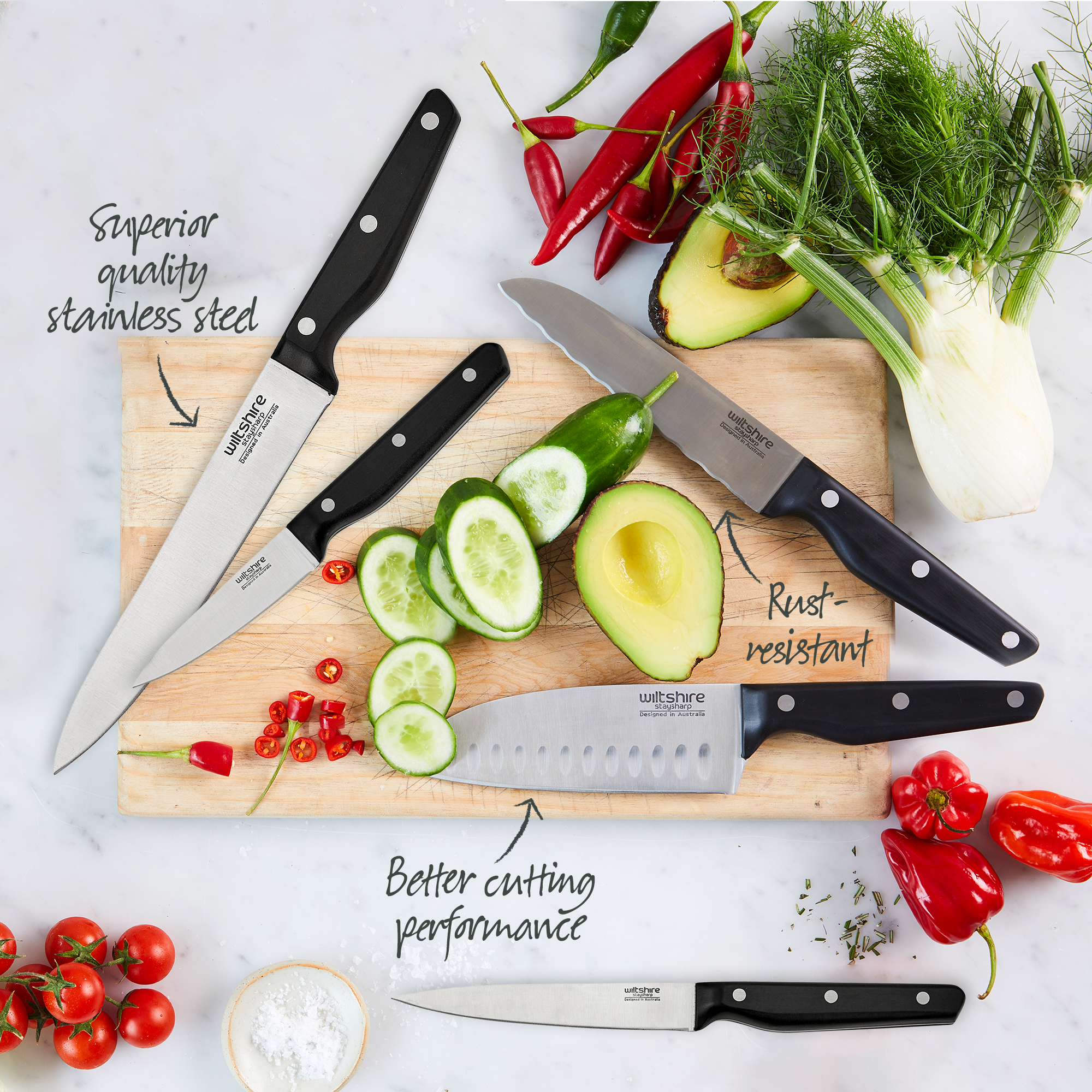 Staysharp Triple Rivet Knife Block Set 6 Piece