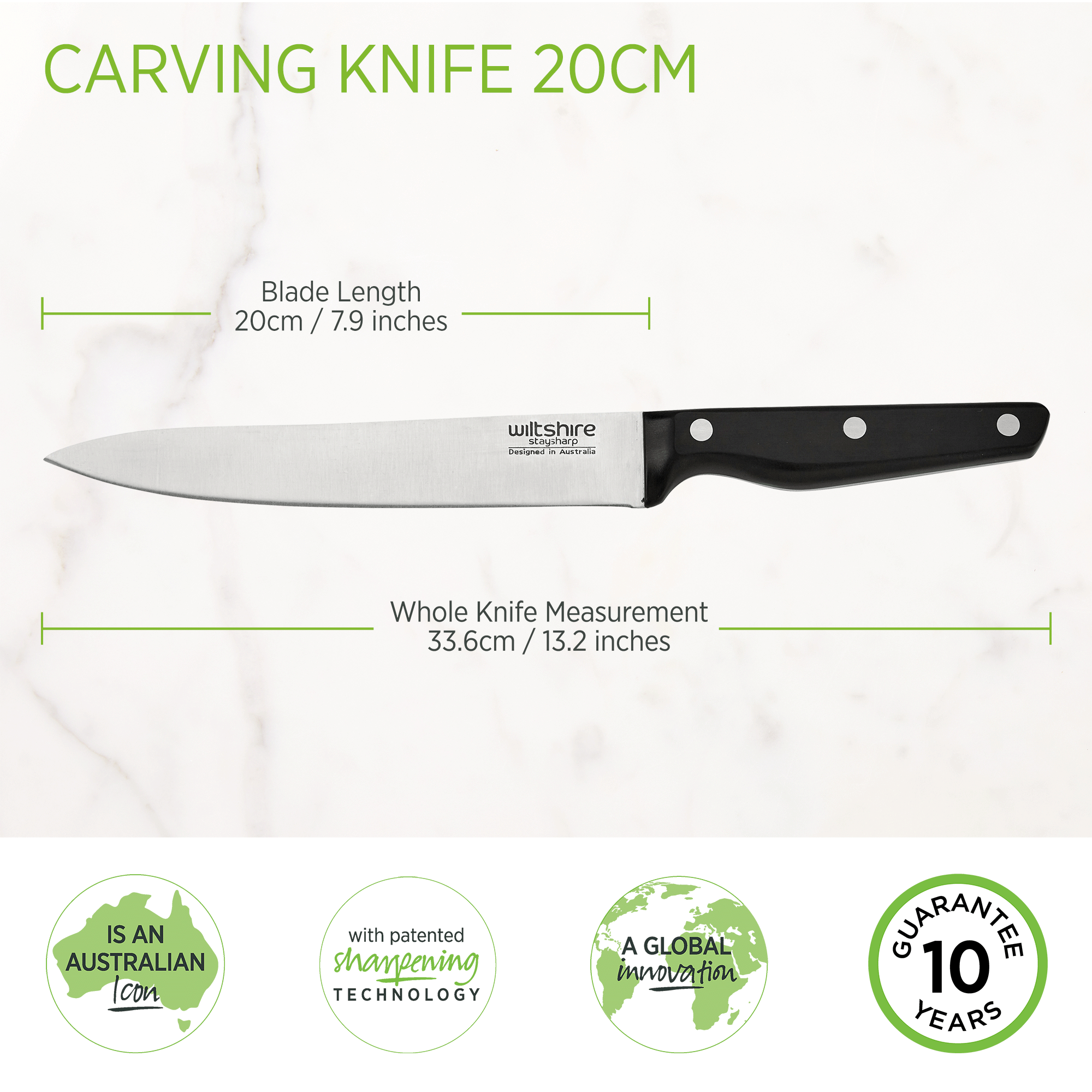 Staysharp Triple Rivet Carving Knife 20cm