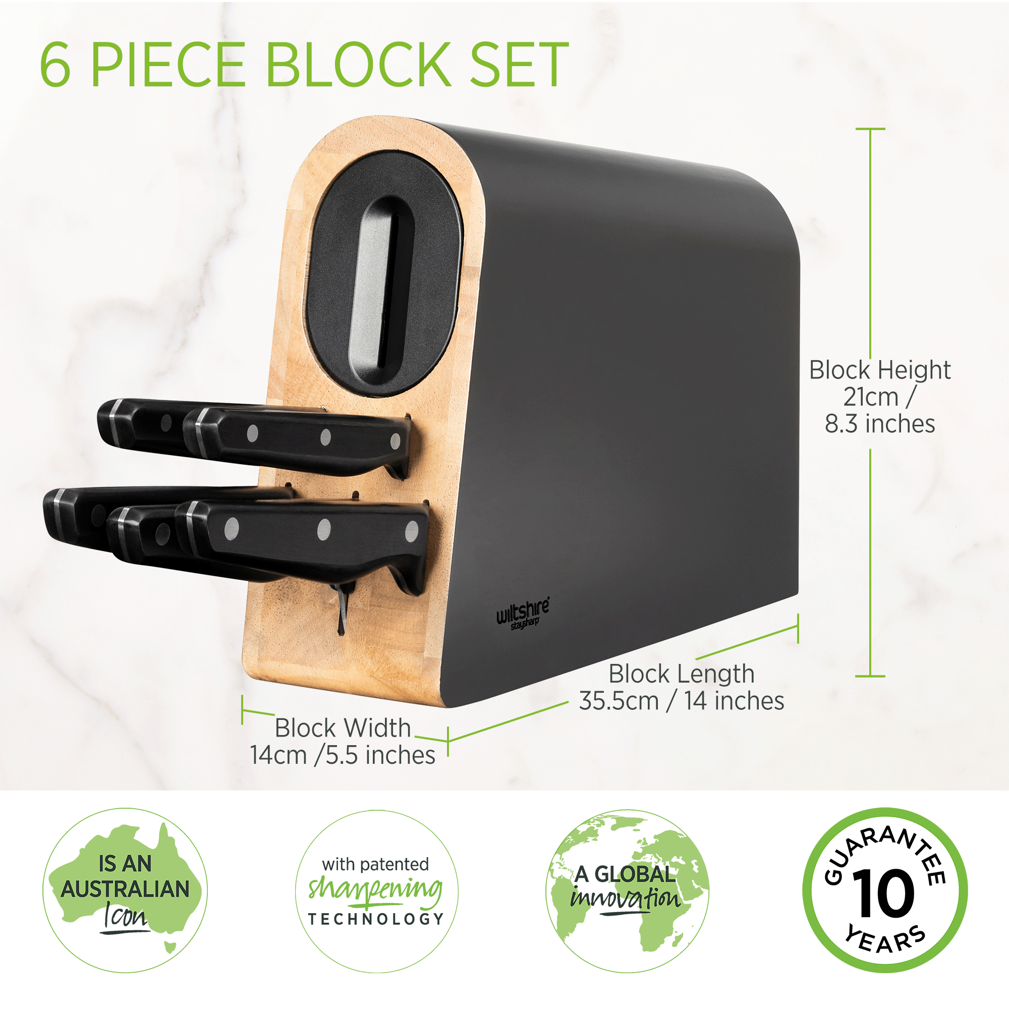 Staysharp Triple Rivet Knife Block Set 6 Piece