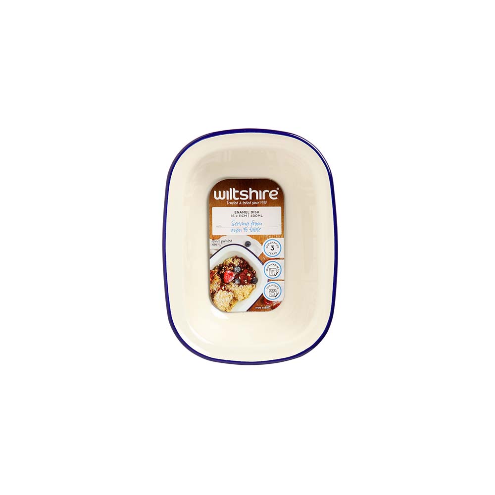 Enamel Oblong Pie Dish 400ml