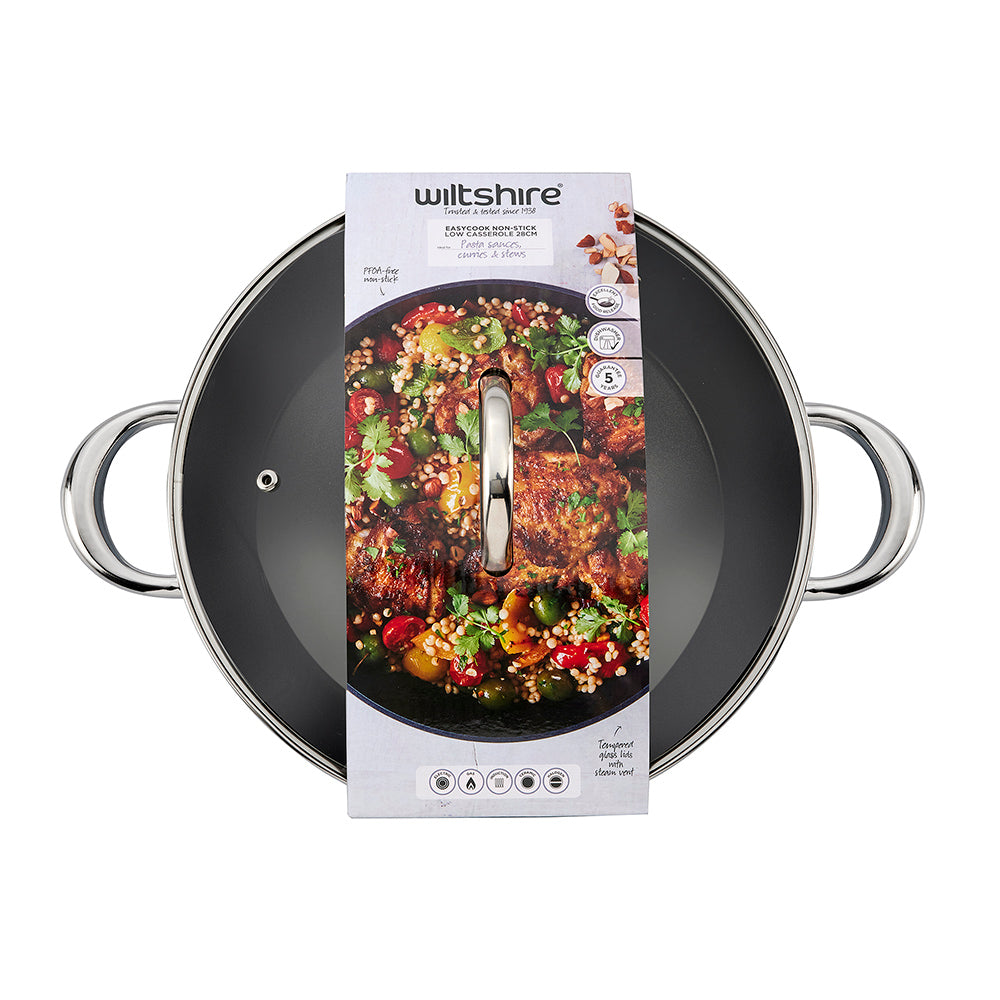Easycook Blue Non-stick Casserole 28cm With Glass Lid