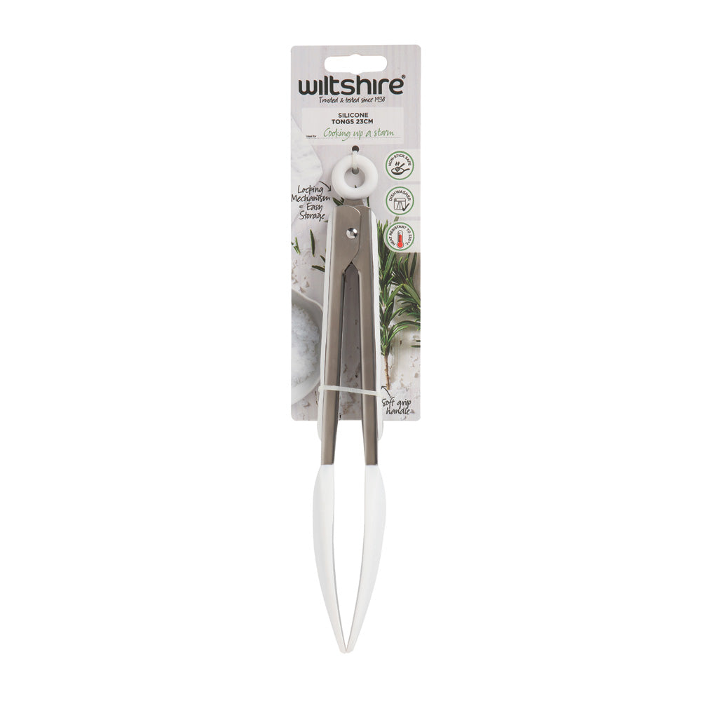 White Silicone Tongs 23cm