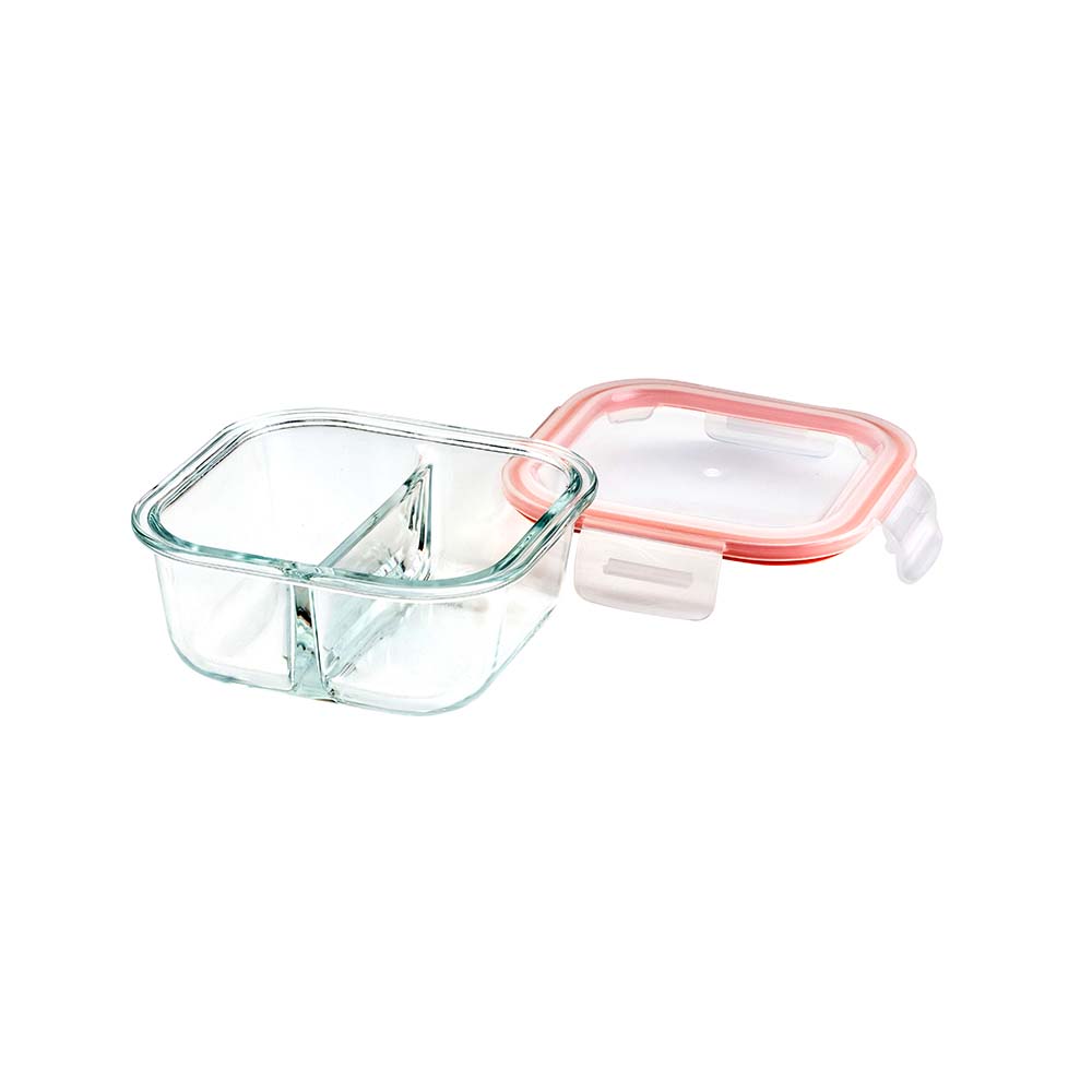 Glass Food Container Square Divided 500ml