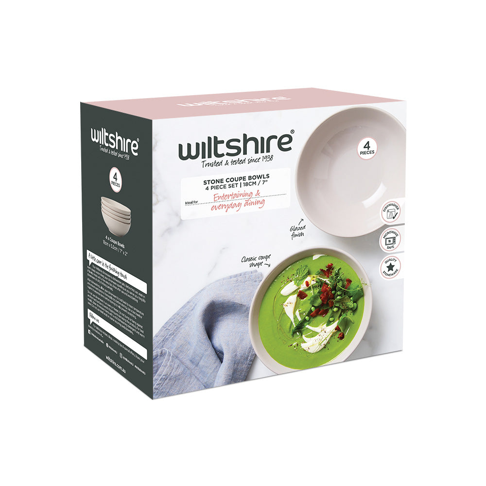 Stone Coupe Bowls 4 Piece Set 18cm x  5.5cm / 7