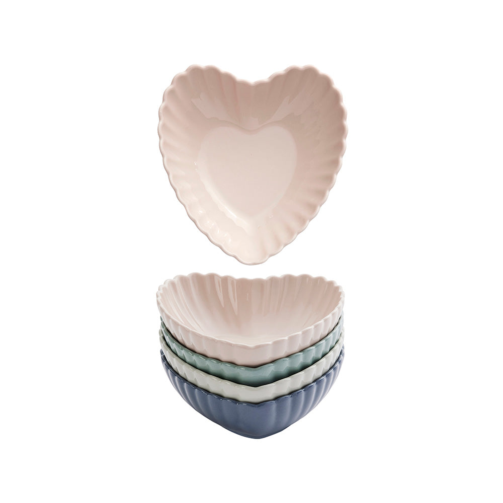 Petite Petal Heart Bowls 4 Piece Set 14.5cm x 15.5cm x 5cm / 5.7
