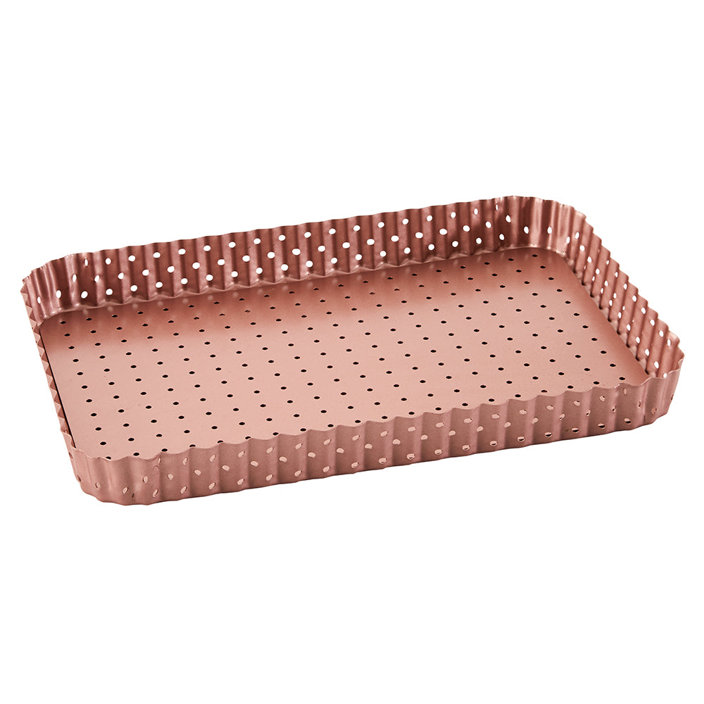 Rose Gold Perforated Rectangle Quiche & Tart Pan Large