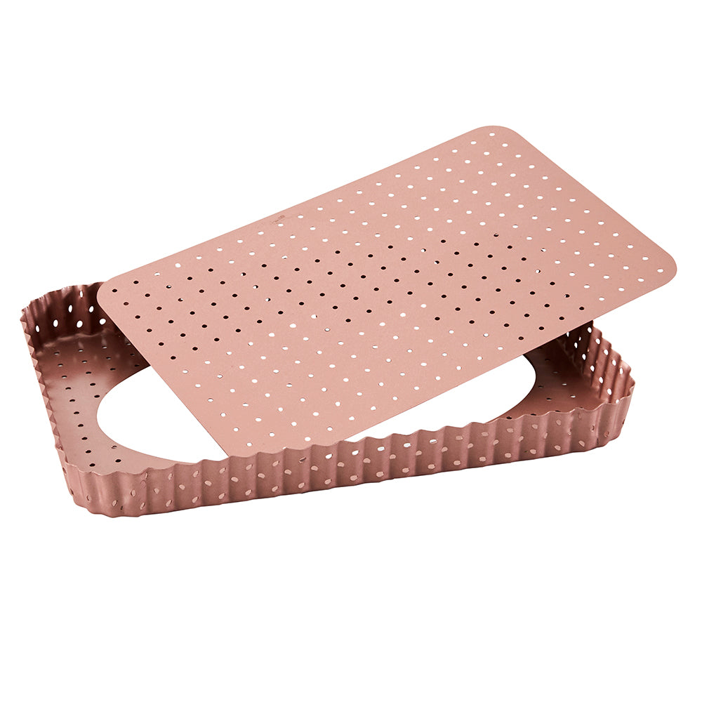 Rose Gold Perforated Rectangle Quiche & Tart Pan Large