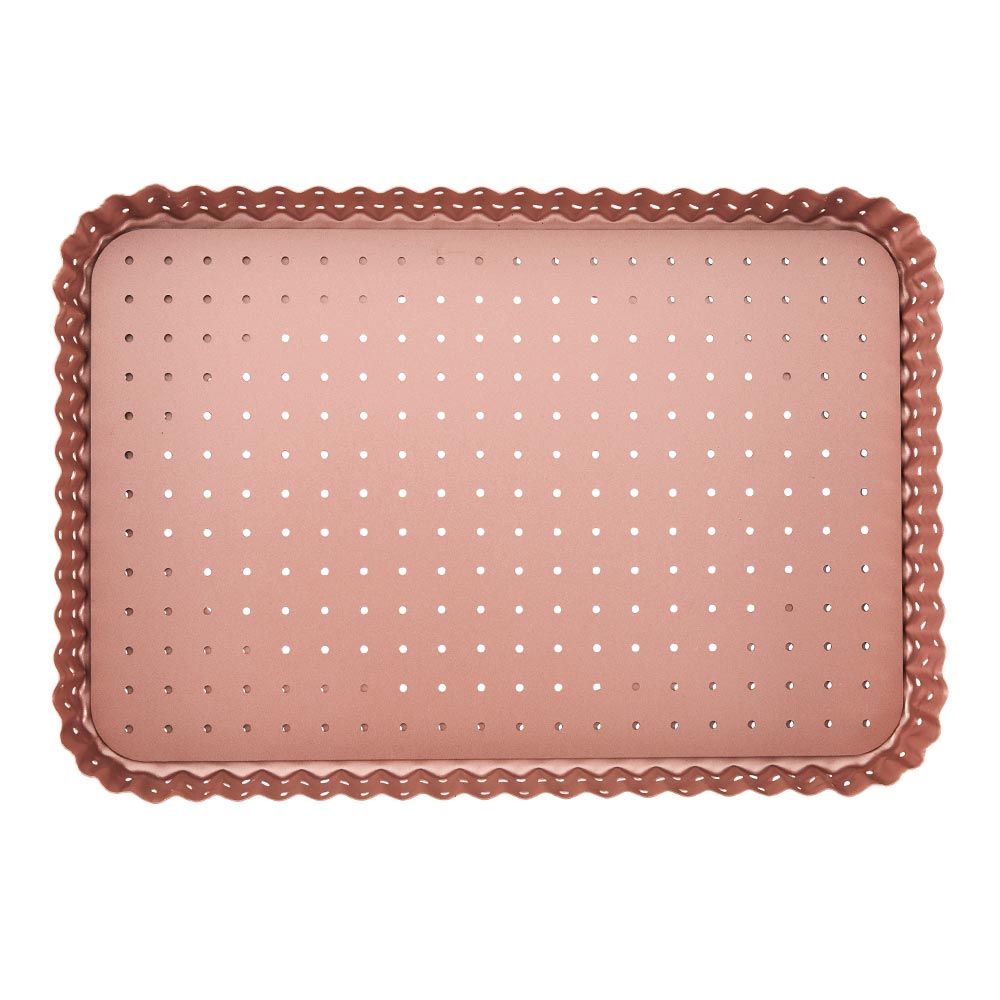 Rose Gold Perforated Rectangle Quiche & Tart Pan Large